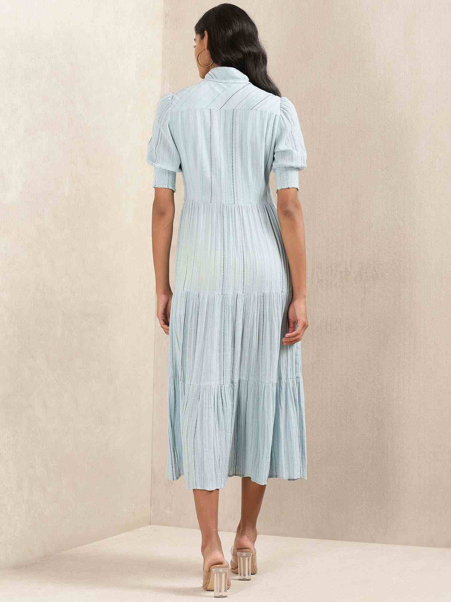 Blue Quint Yarn-Dyed Cotton Dress