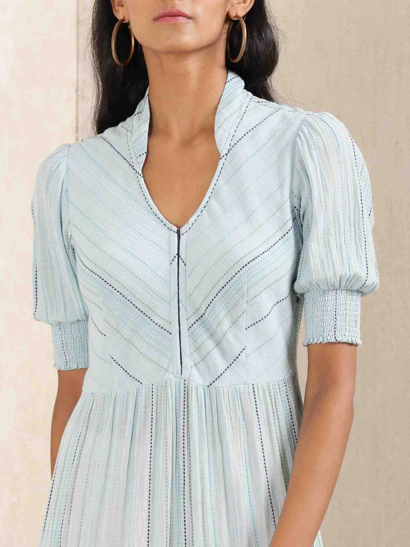 Blue Quint Yarn-Dyed Cotton Dress