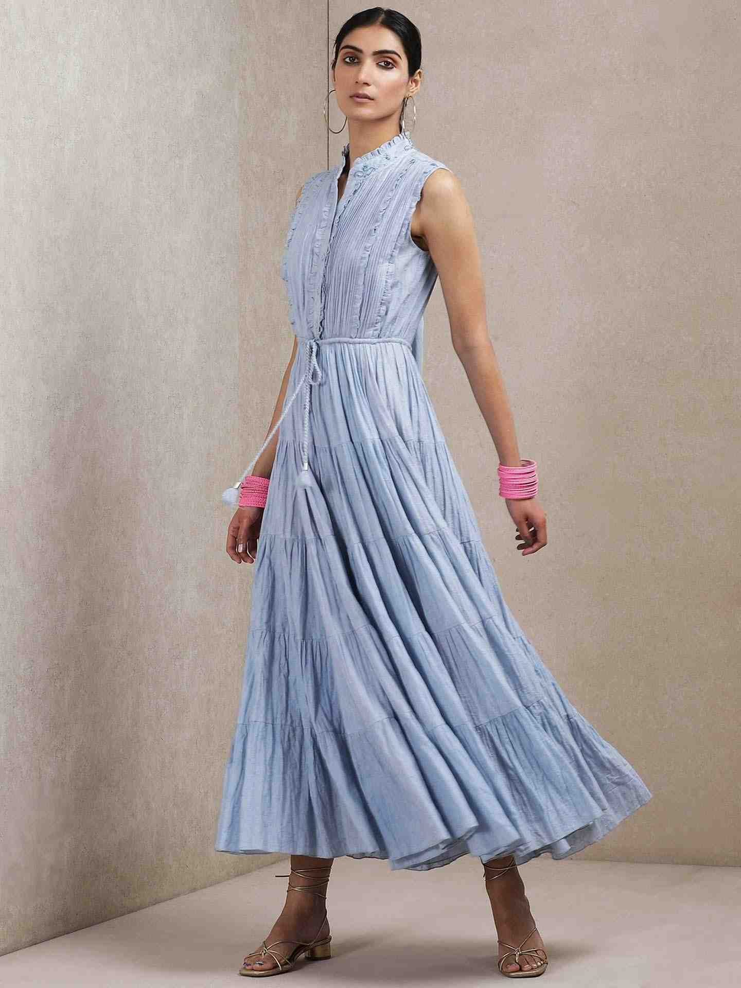 Powder Blue Potpourri Cotton Dress