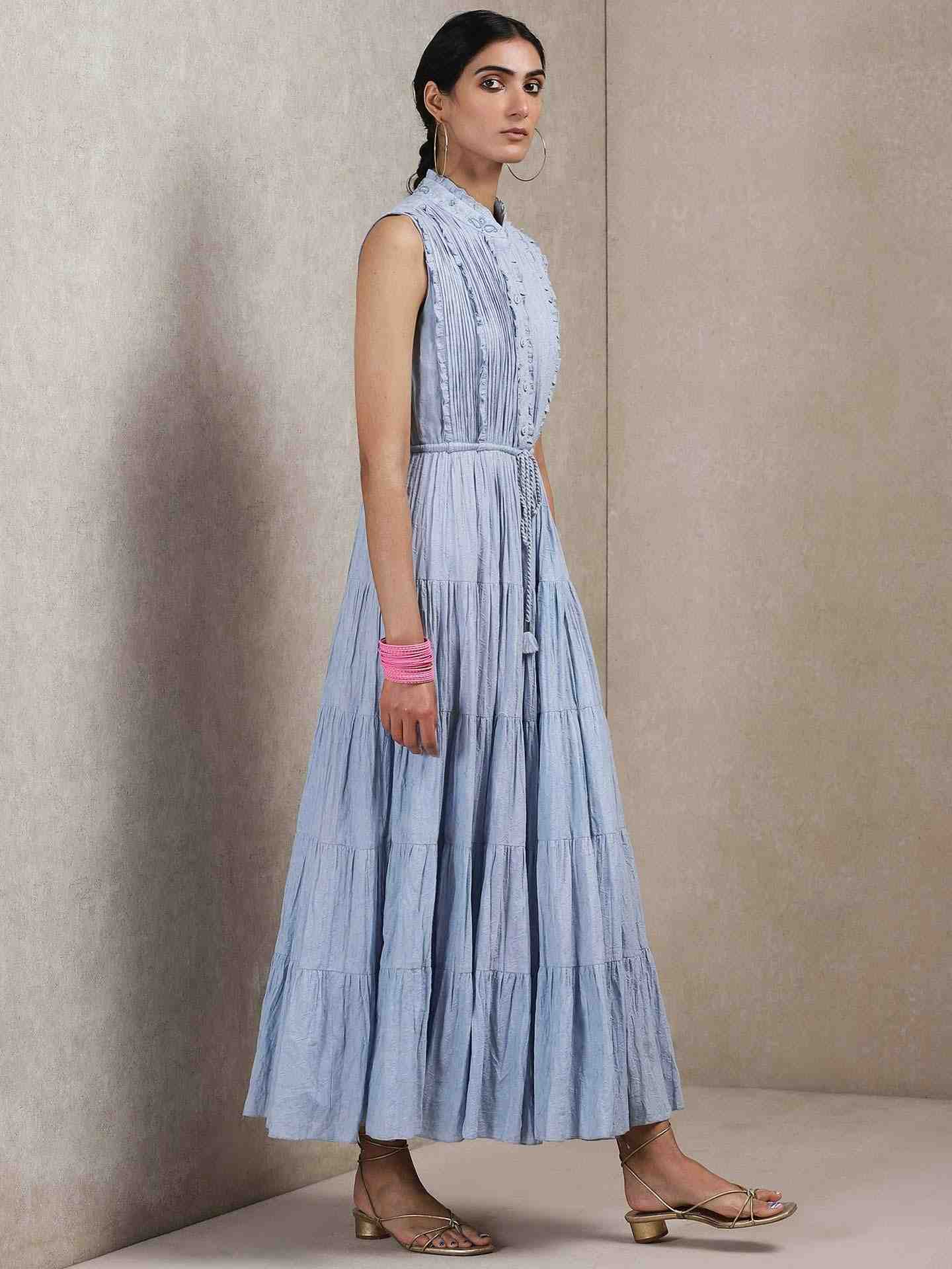 Powder Blue Potpourri Cotton Dress