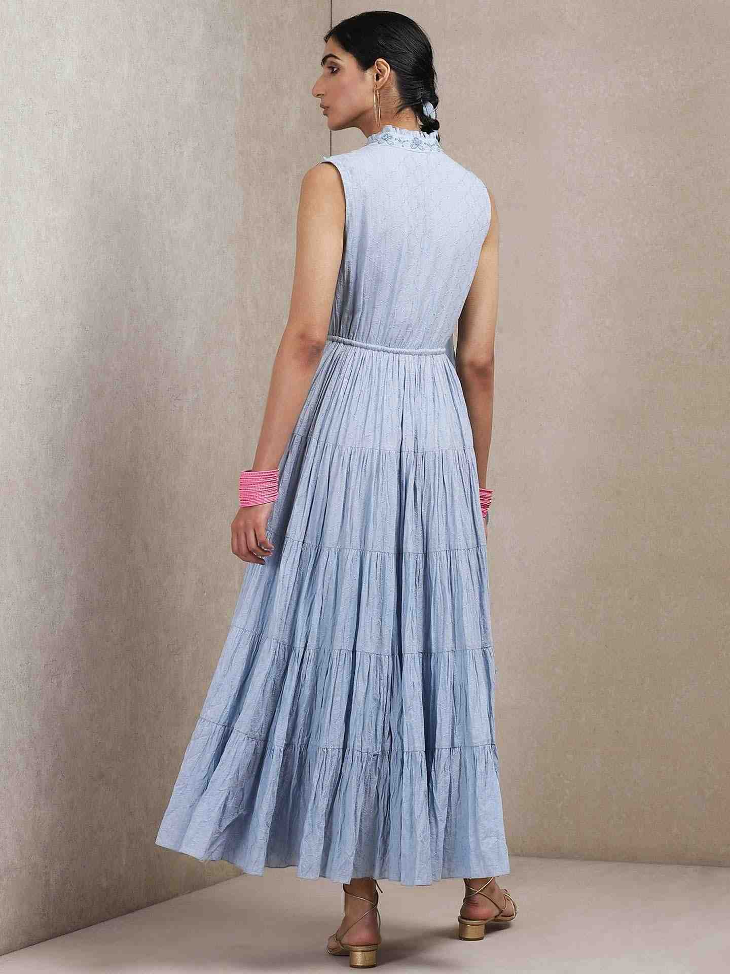 Powder Blue Potpourri Cotton Dress