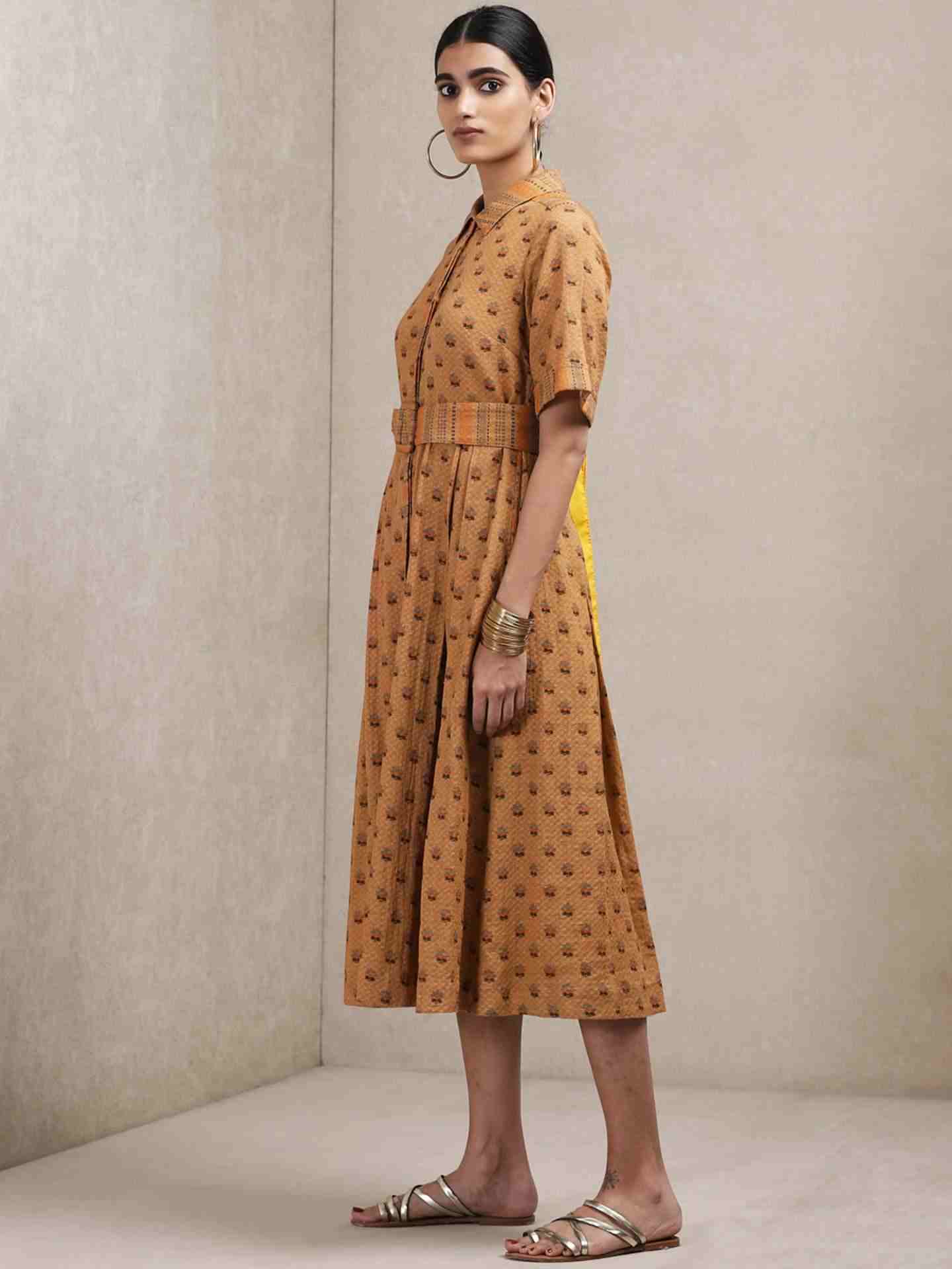 Brown Classic Cotton Shirt Dress