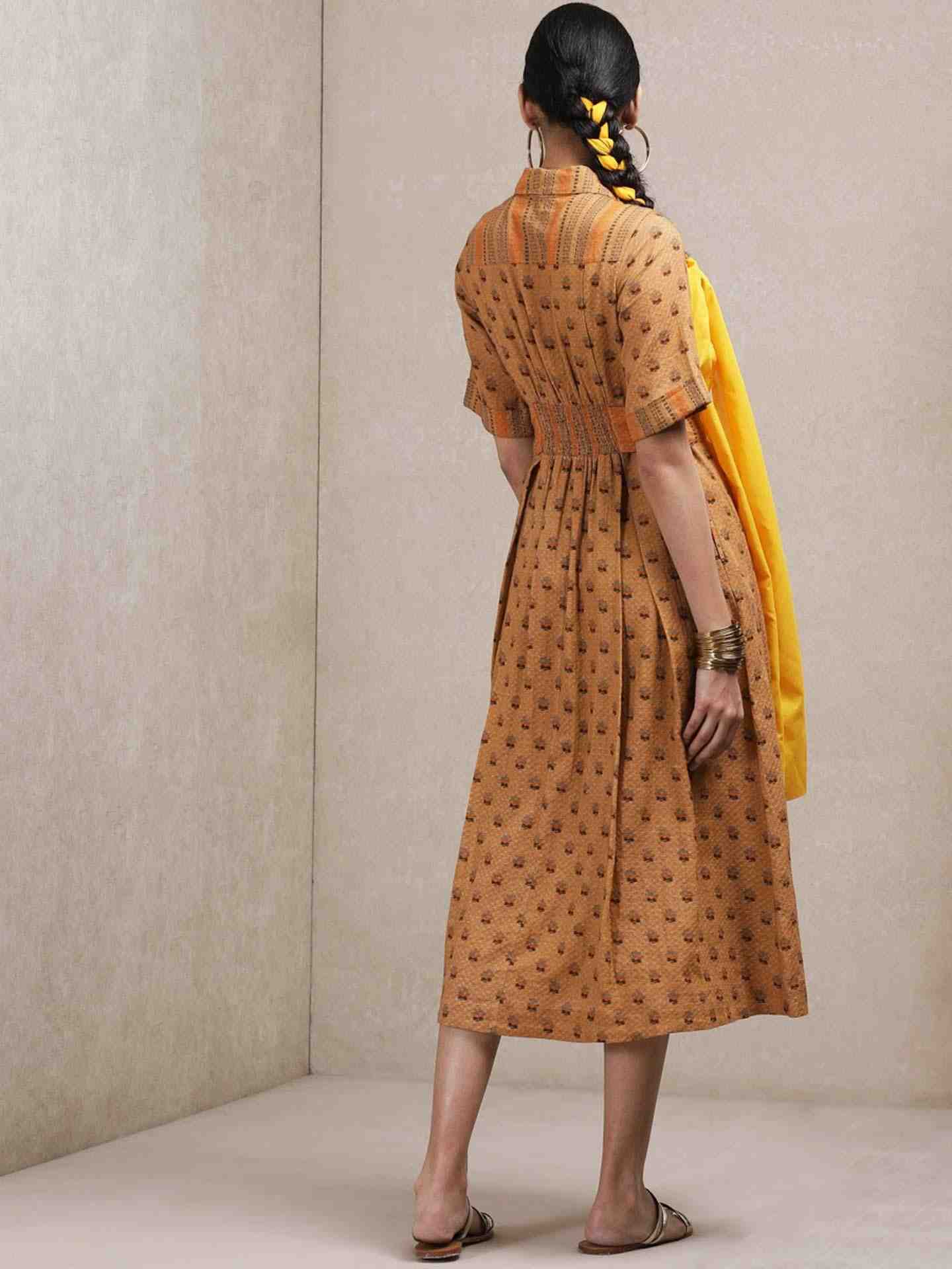 Brown Classic Cotton Shirt Dress