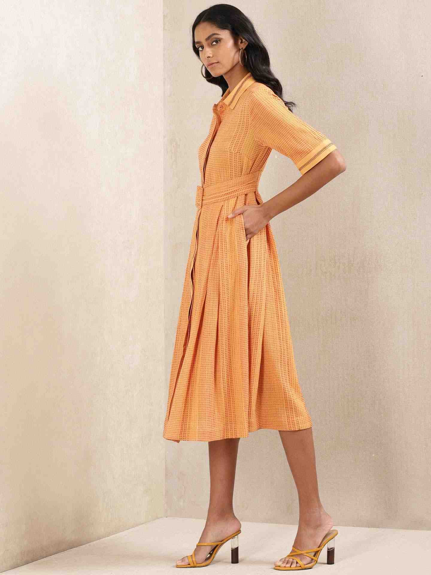 Yellow Quint Yarn-Dyed  Shirt Dress