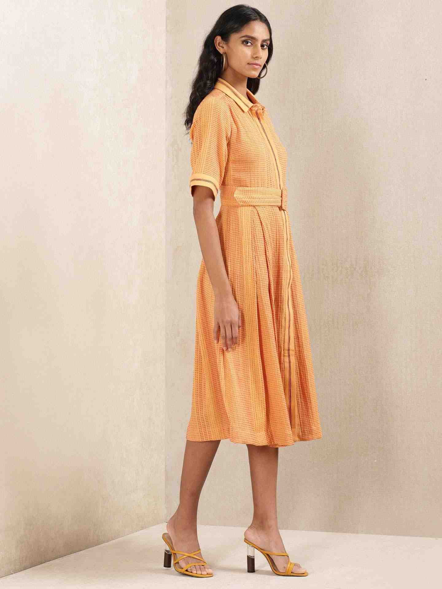 Yellow Quint Yarn-Dyed  Shirt Dress