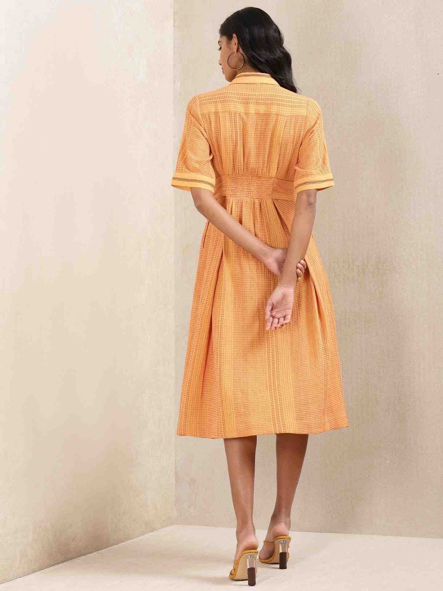 Yellow Quint Yarn-Dyed  Shirt Dress