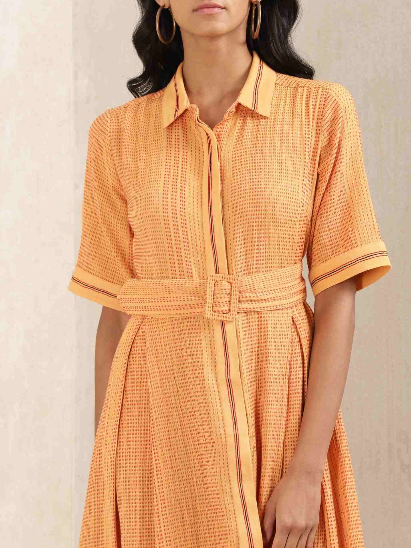 Yellow Quint Yarn-Dyed  Shirt Dress