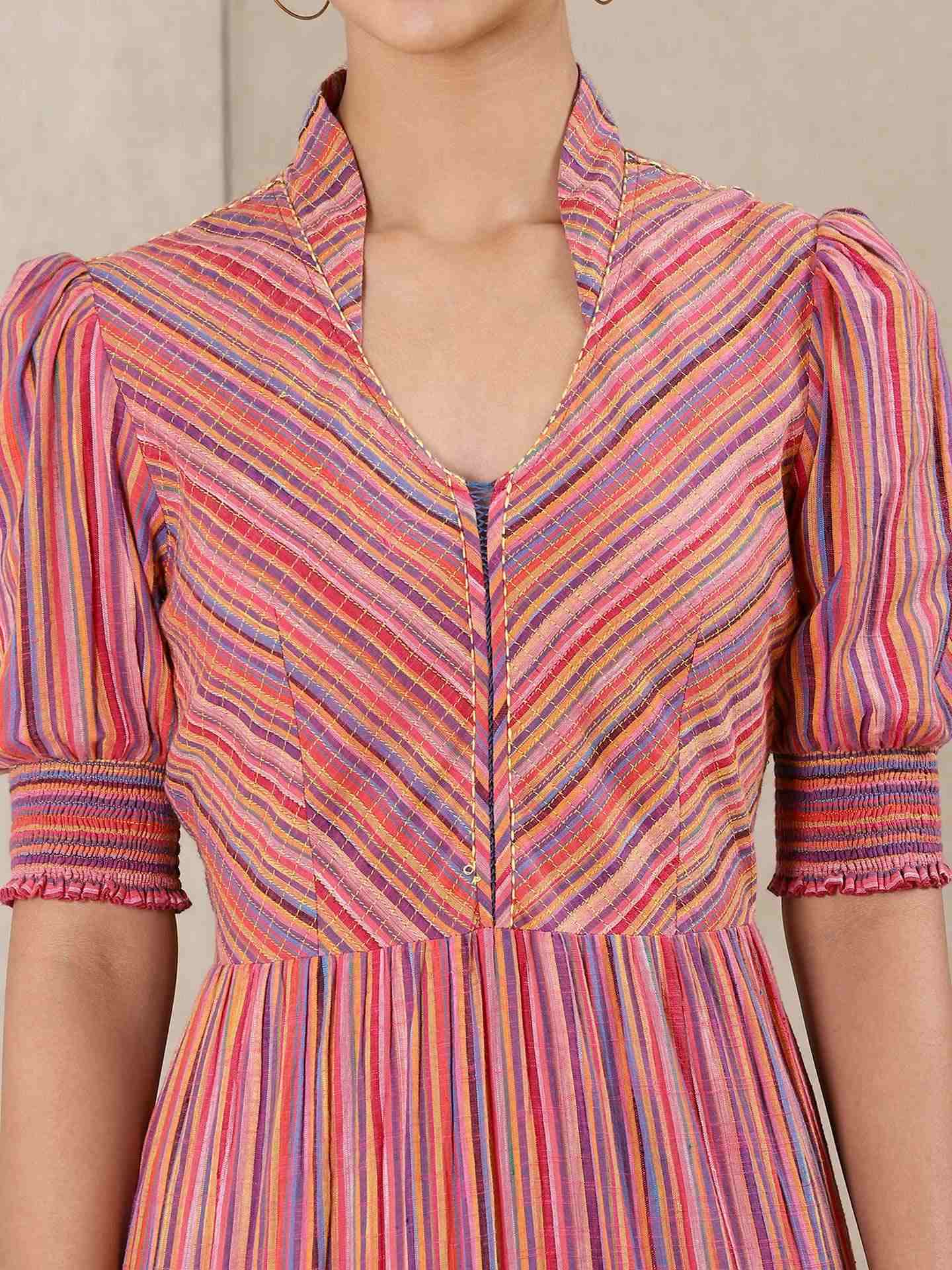 Pink Modern Minimalist Yarn-Dyed  Dress