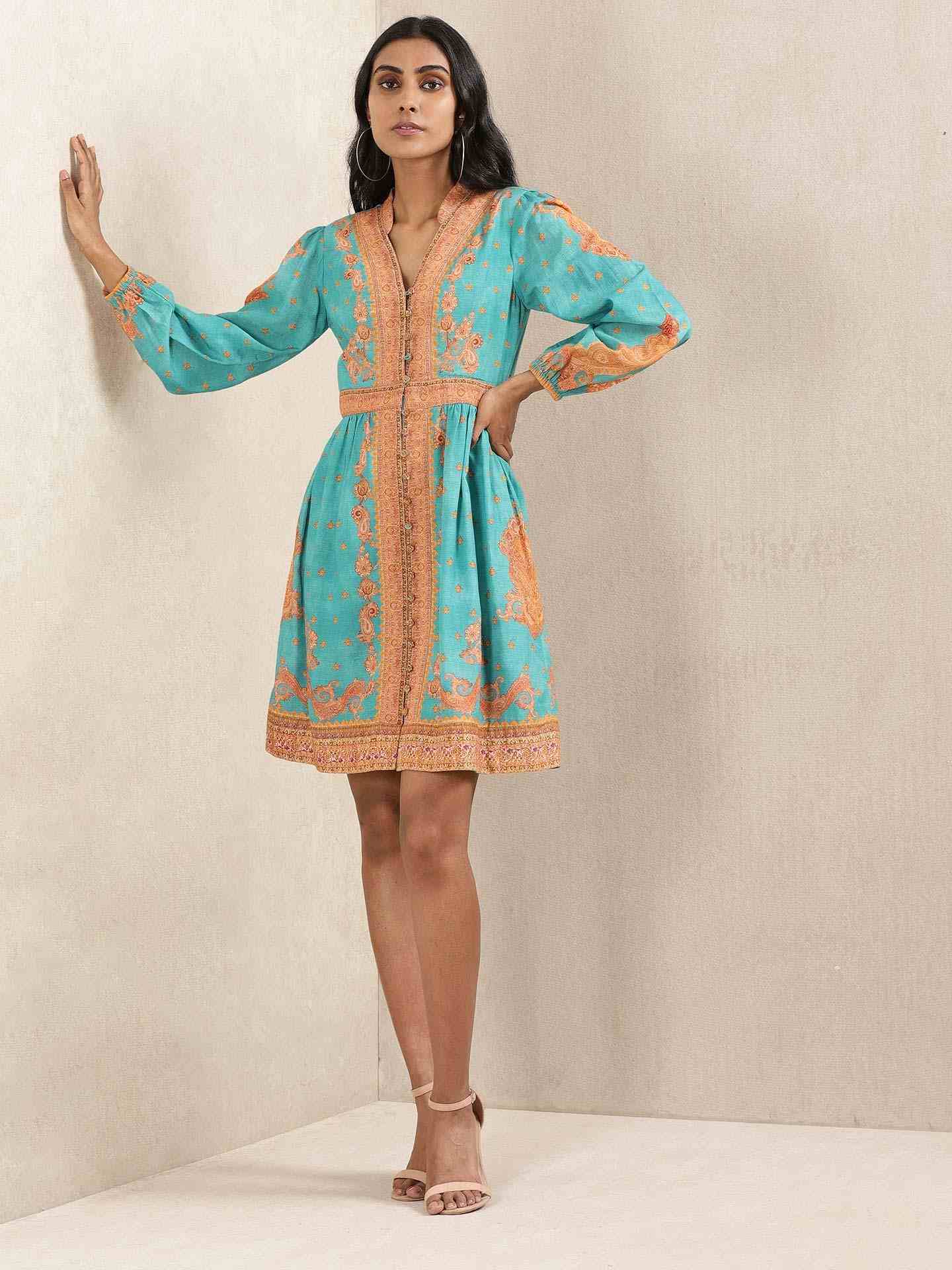 Teal Gulmarg Dress