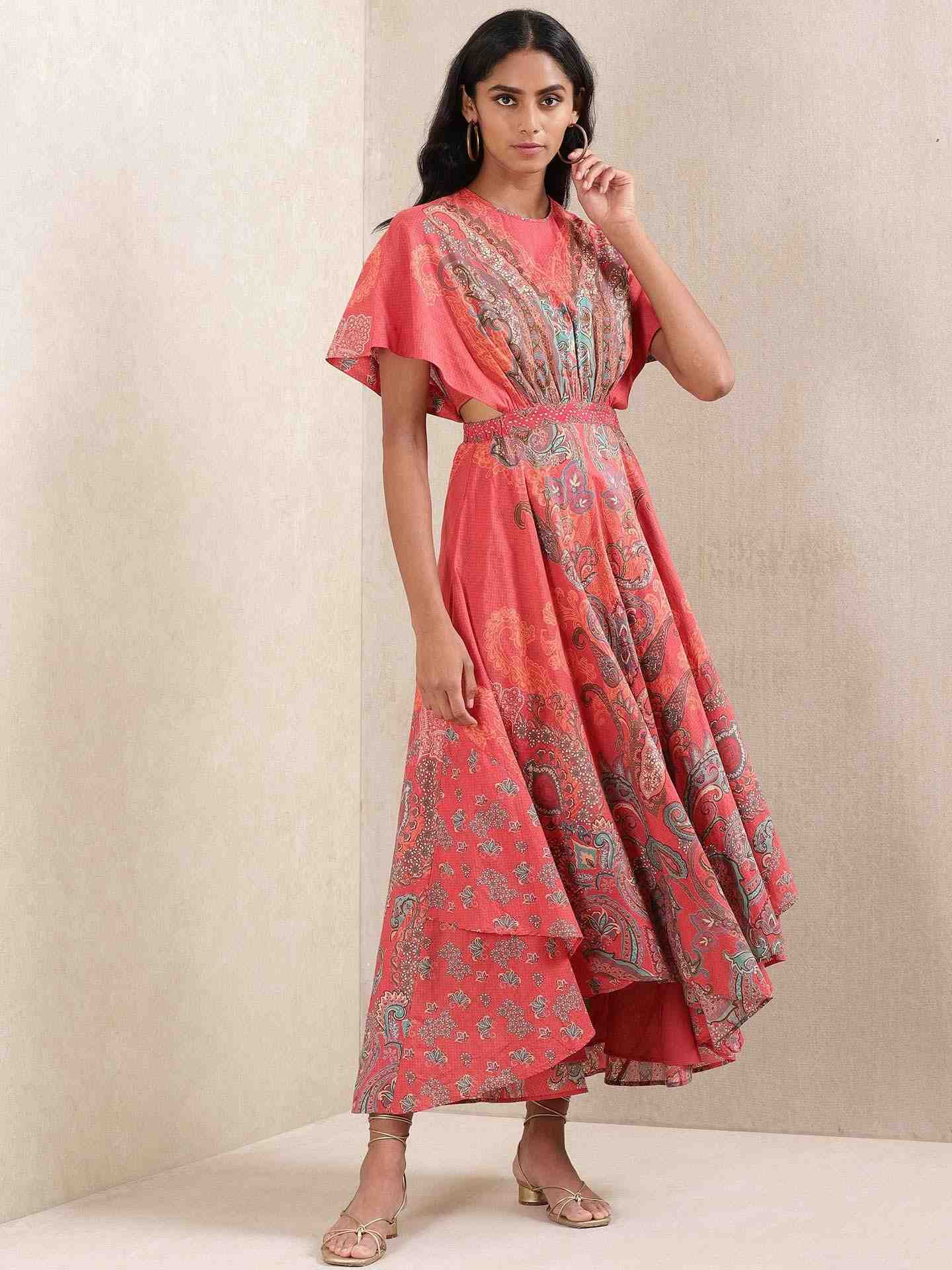 Red Meriyum Cotton Kaftan Dress