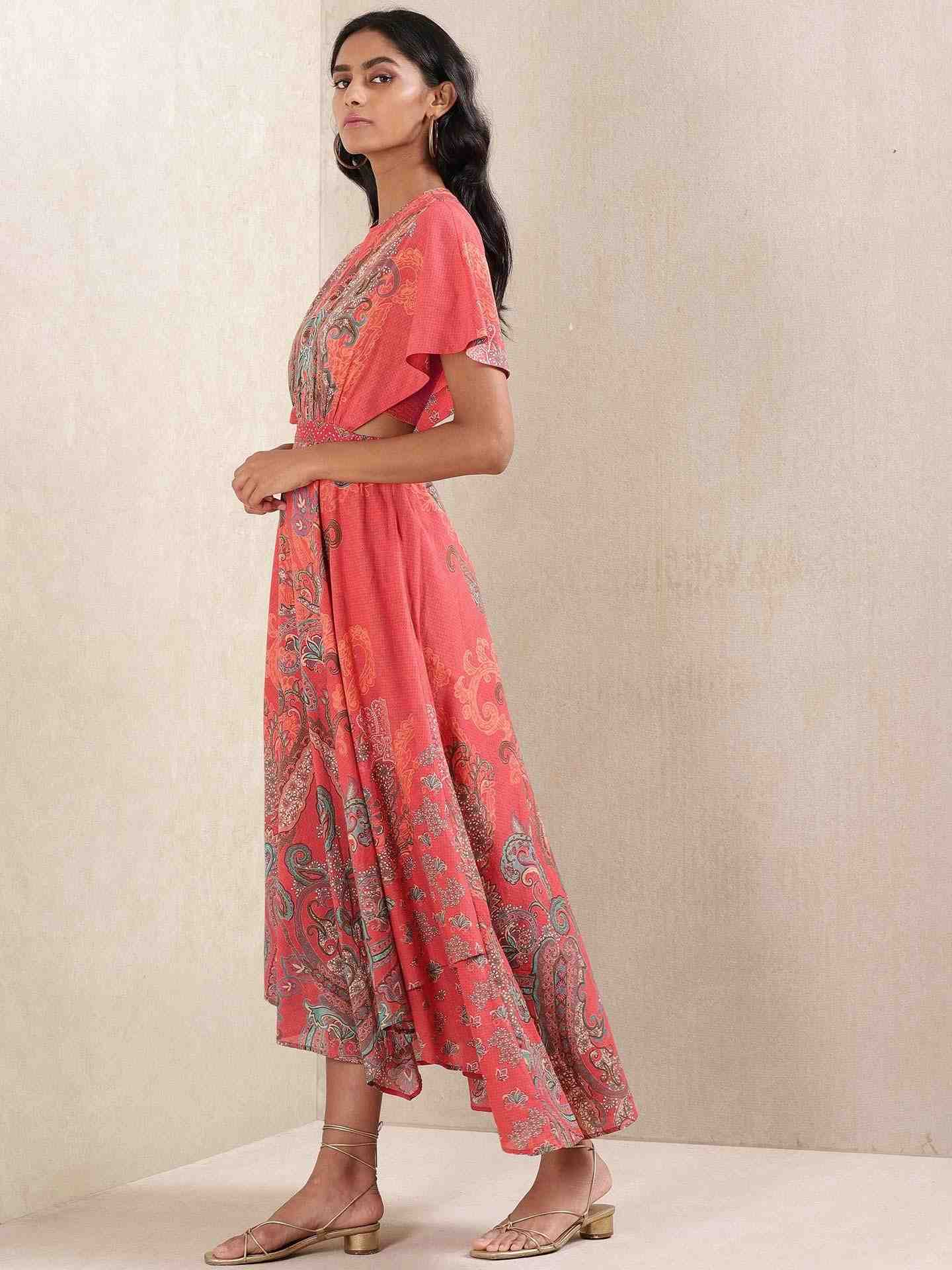 Red Meriyum Cotton Kaftan Dress