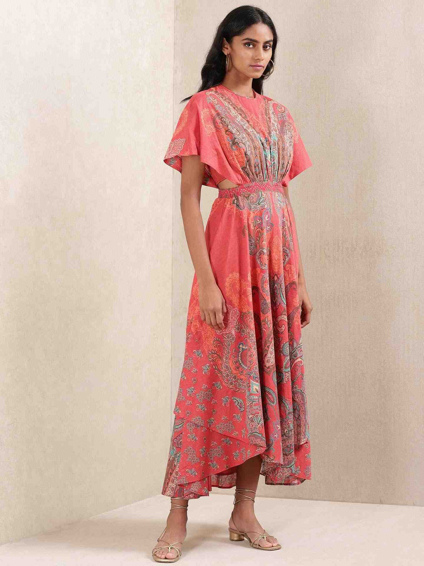 Red Meriyum Cotton Kaftan Dress