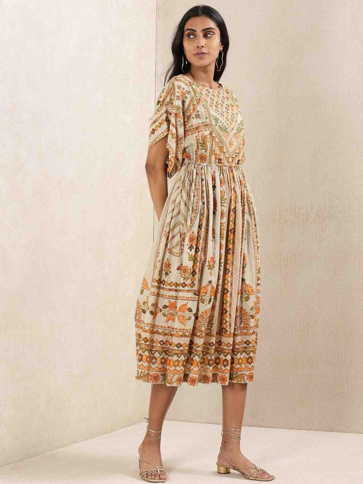 Grey Firdous Kaftan Dress