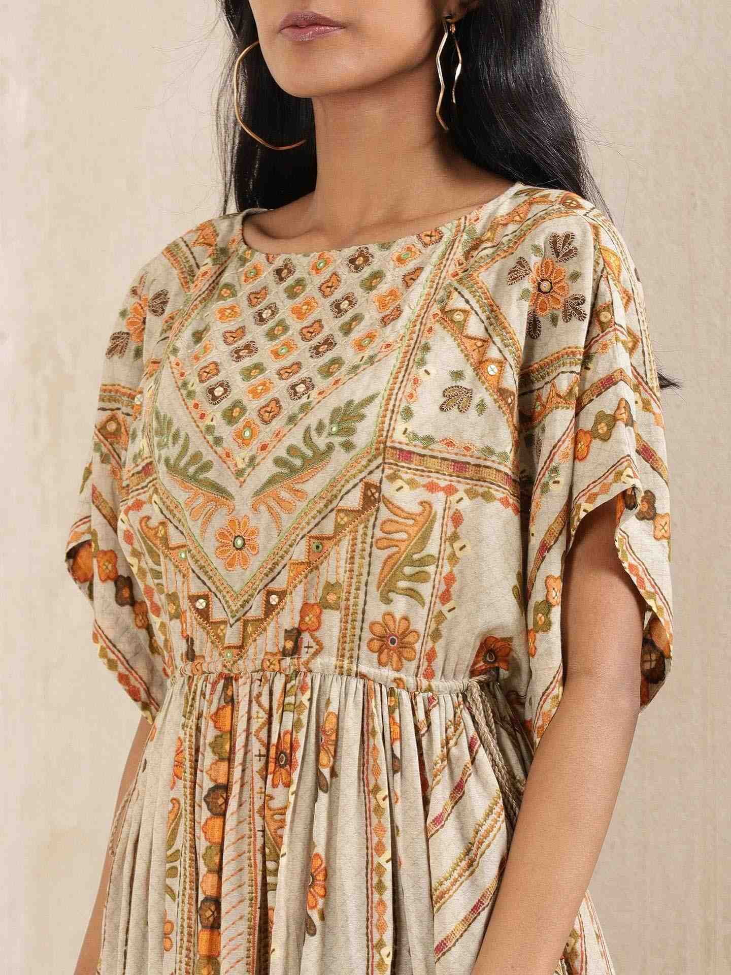 Grey Firdous Kaftan Dress