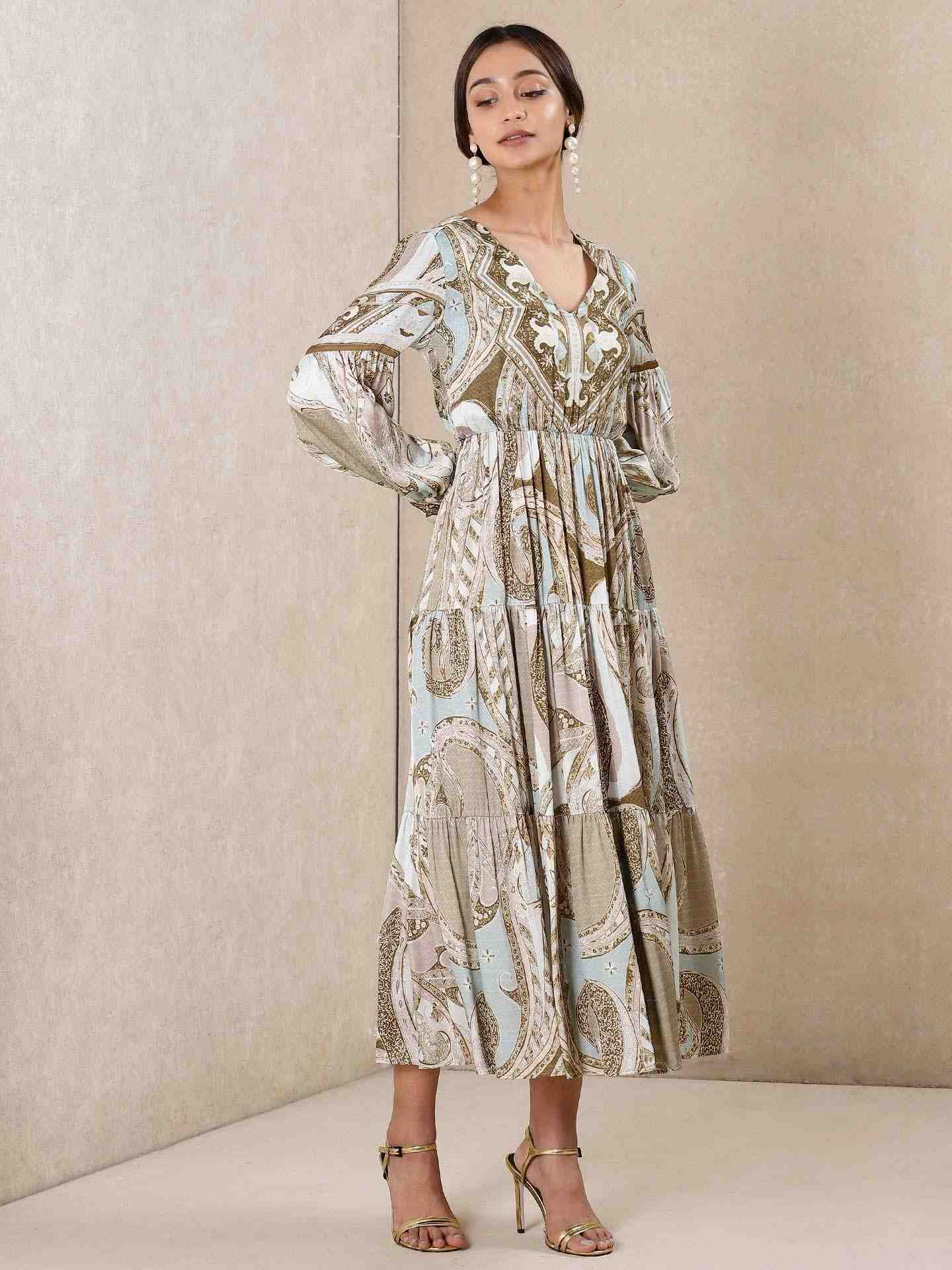 Mint Apsara Satin Dress