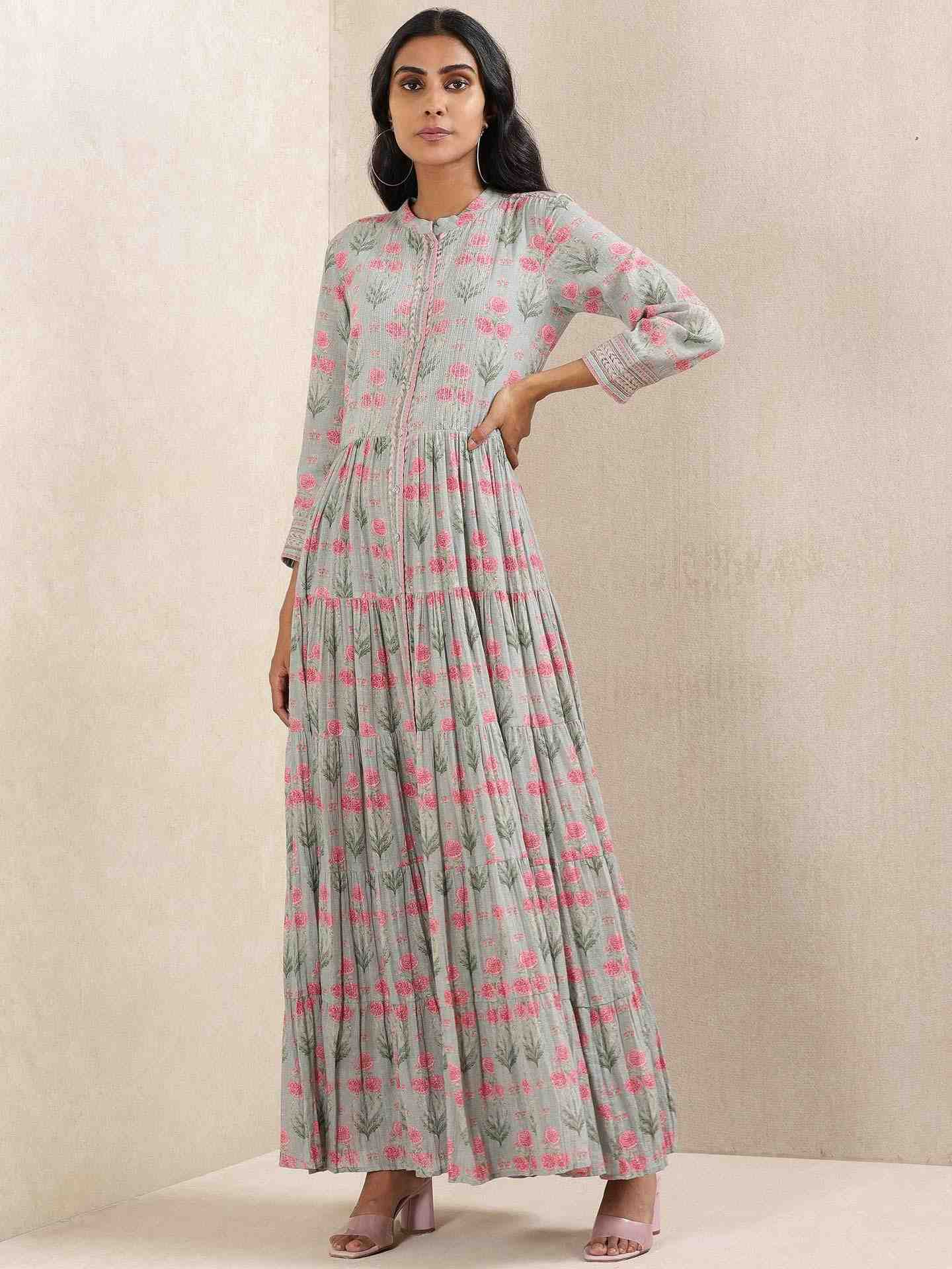 Grey Komal Butti Allover Shirt Dress