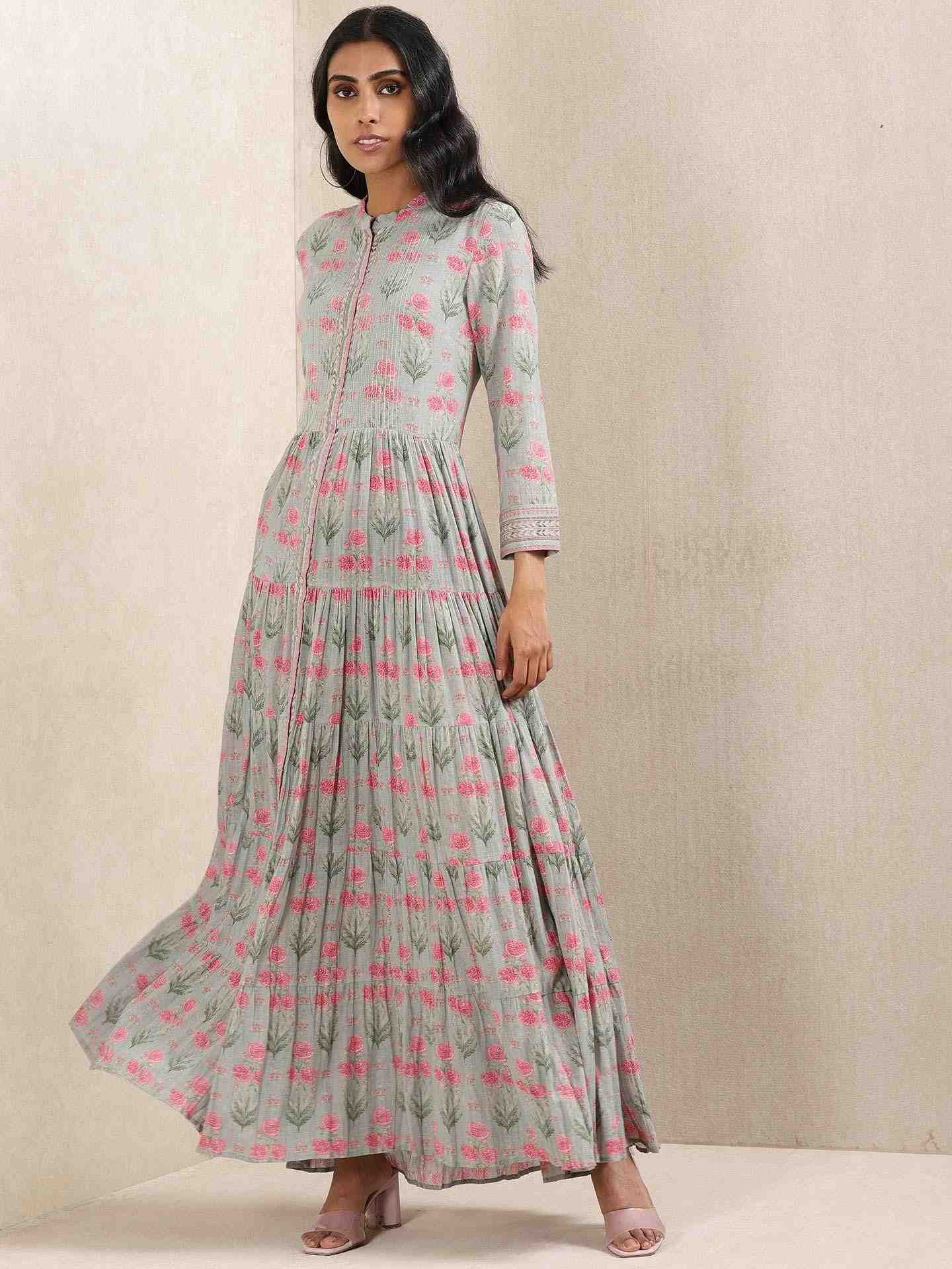 Grey Komal Butti Allover Shirt Dress