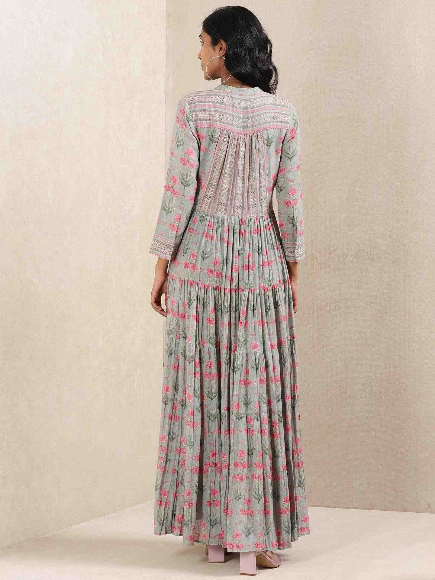 Grey Komal Butti Allover Shirt Dress