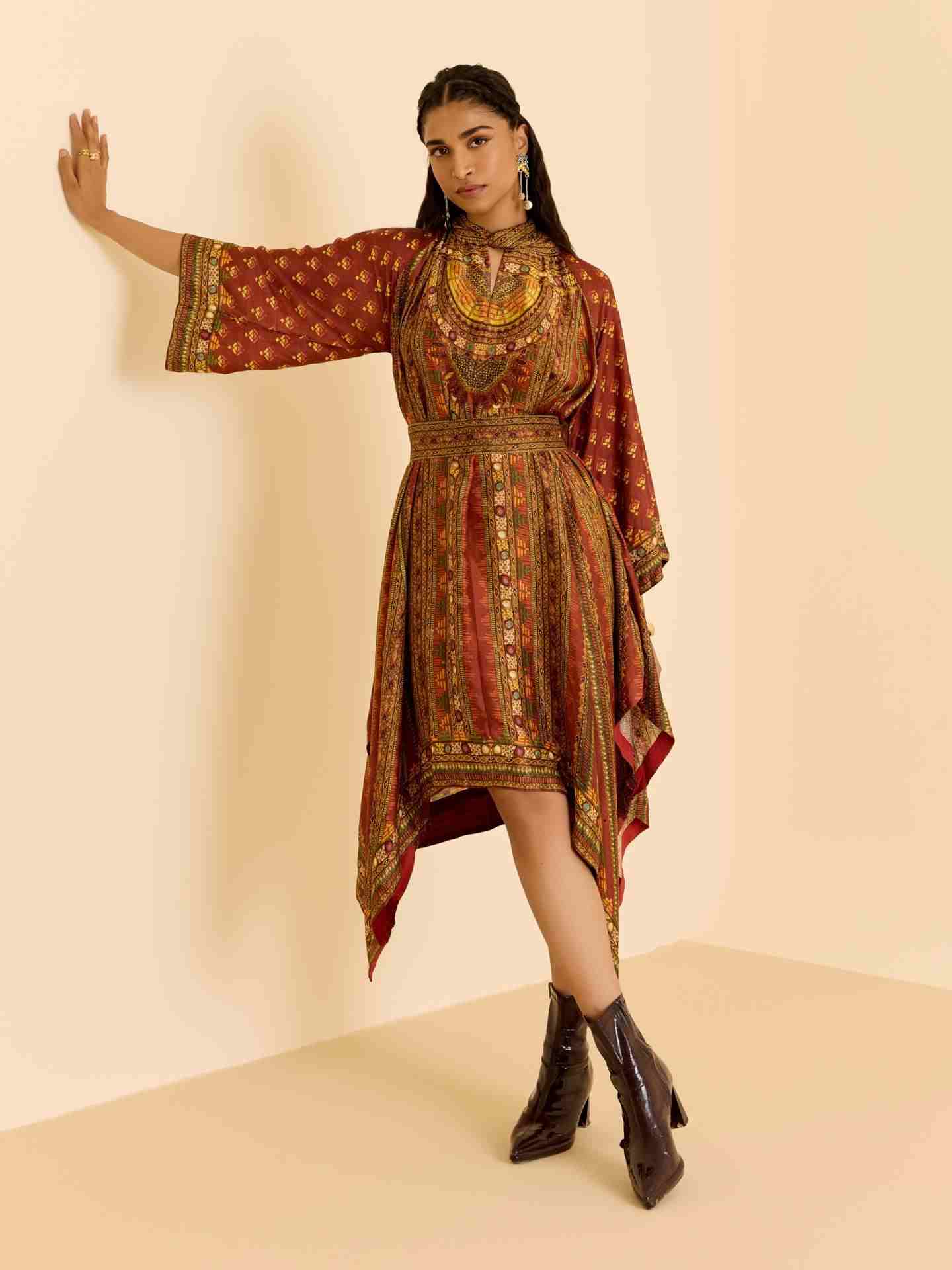 Brown & Multi Ashina Dress
