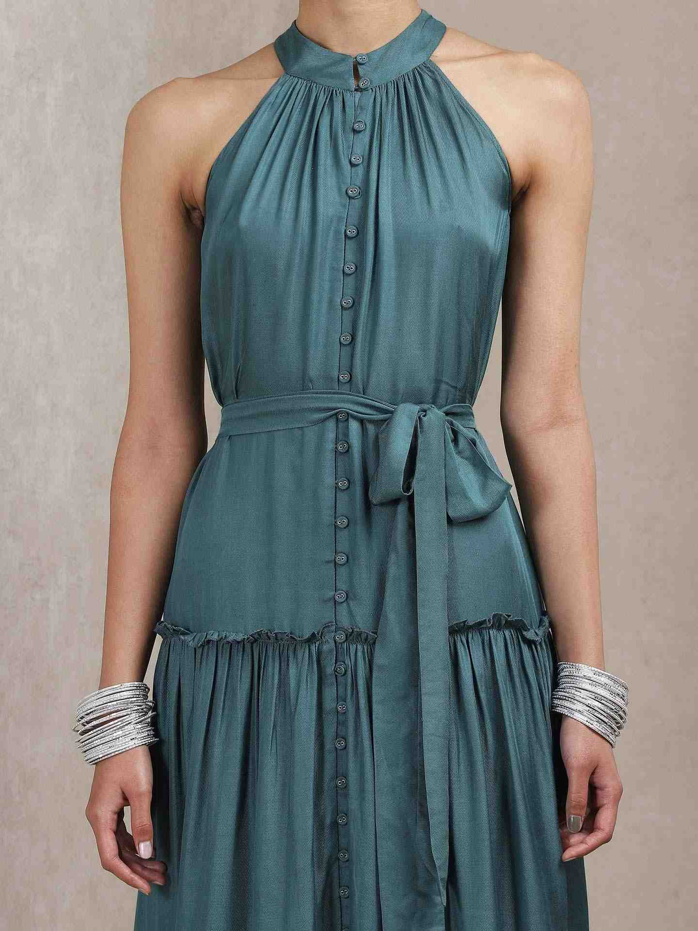 Teal Urja And Ulfat Solid Dress