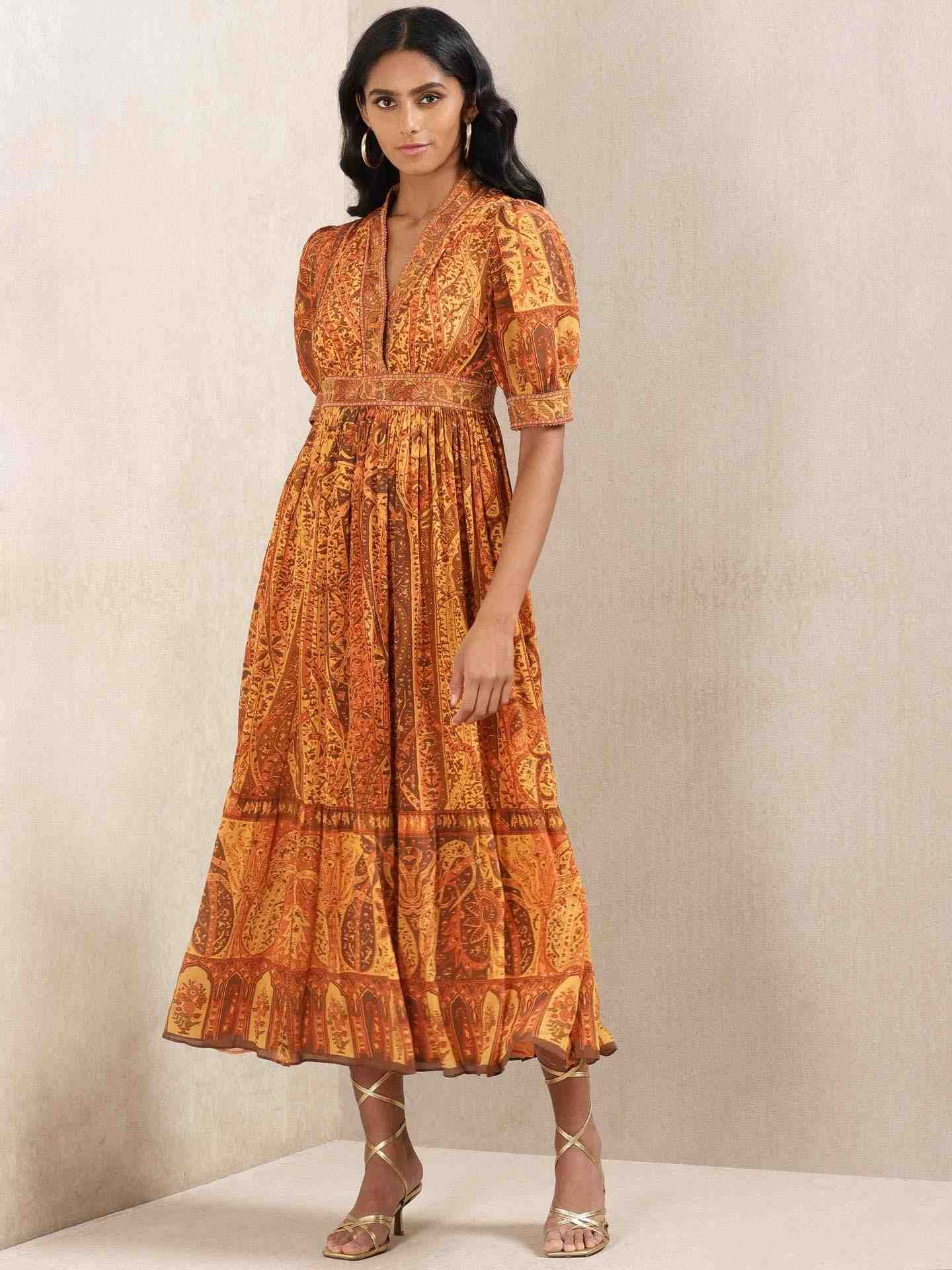 Rust Maharaja Crepe Dress