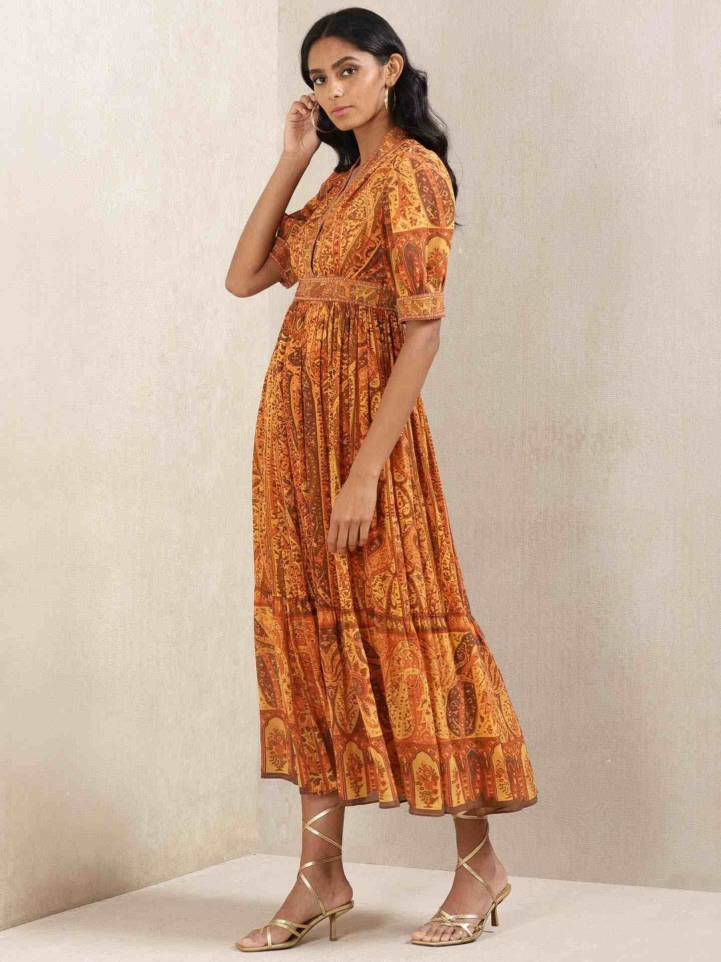 Rust Maharaja Crepe Dress