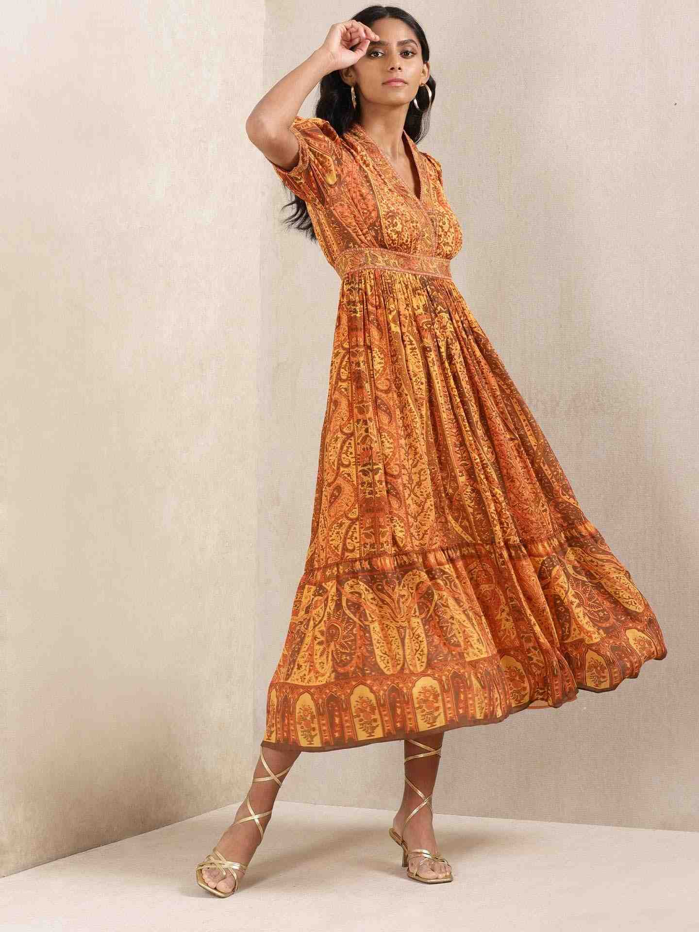 Rust Maharaja Crepe Dress