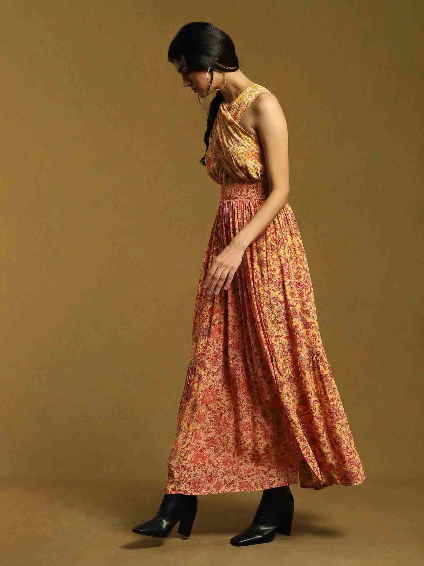 Peach Alyssa Crepe Dress