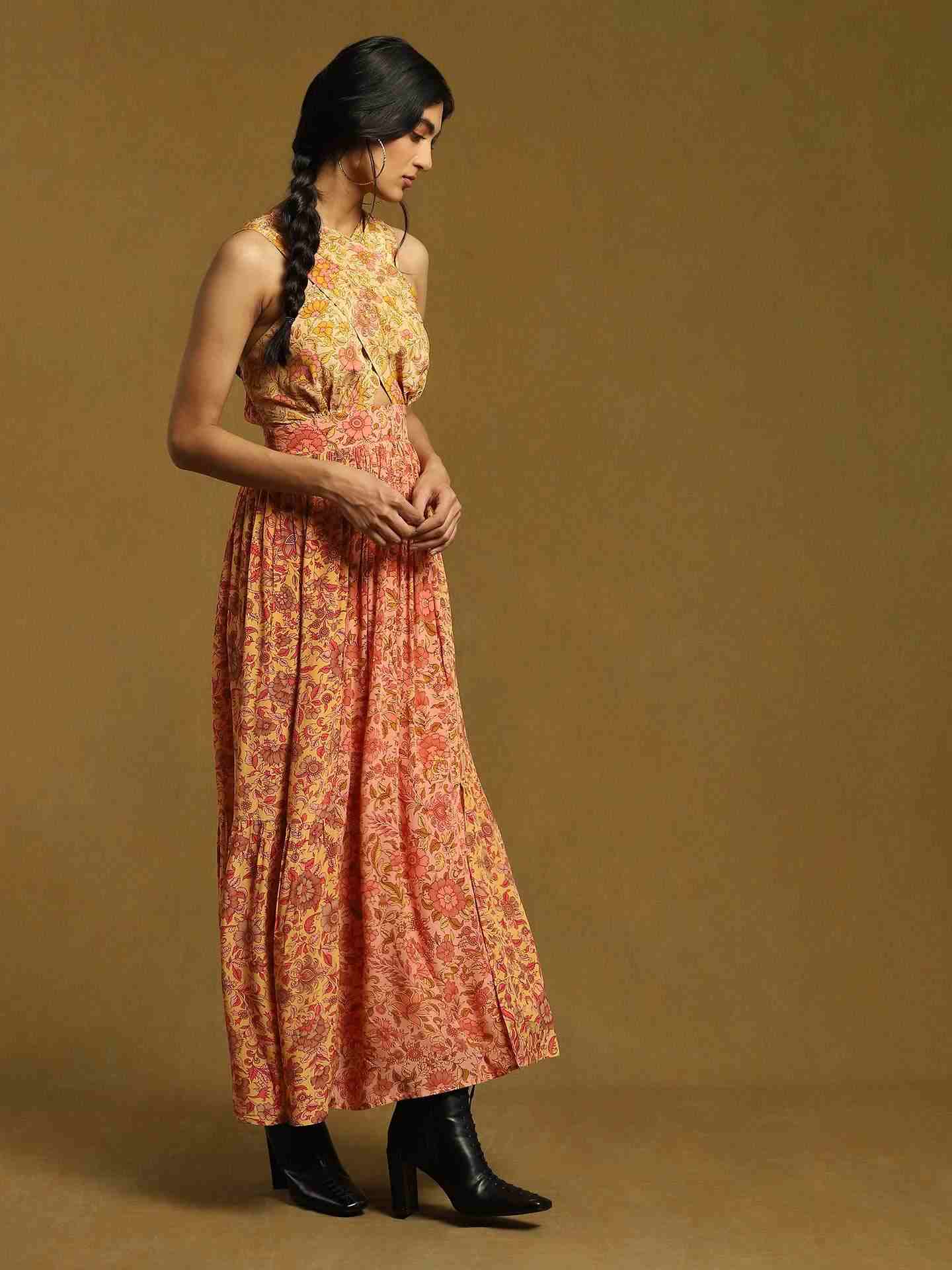 Peach Alyssa Crepe Dress