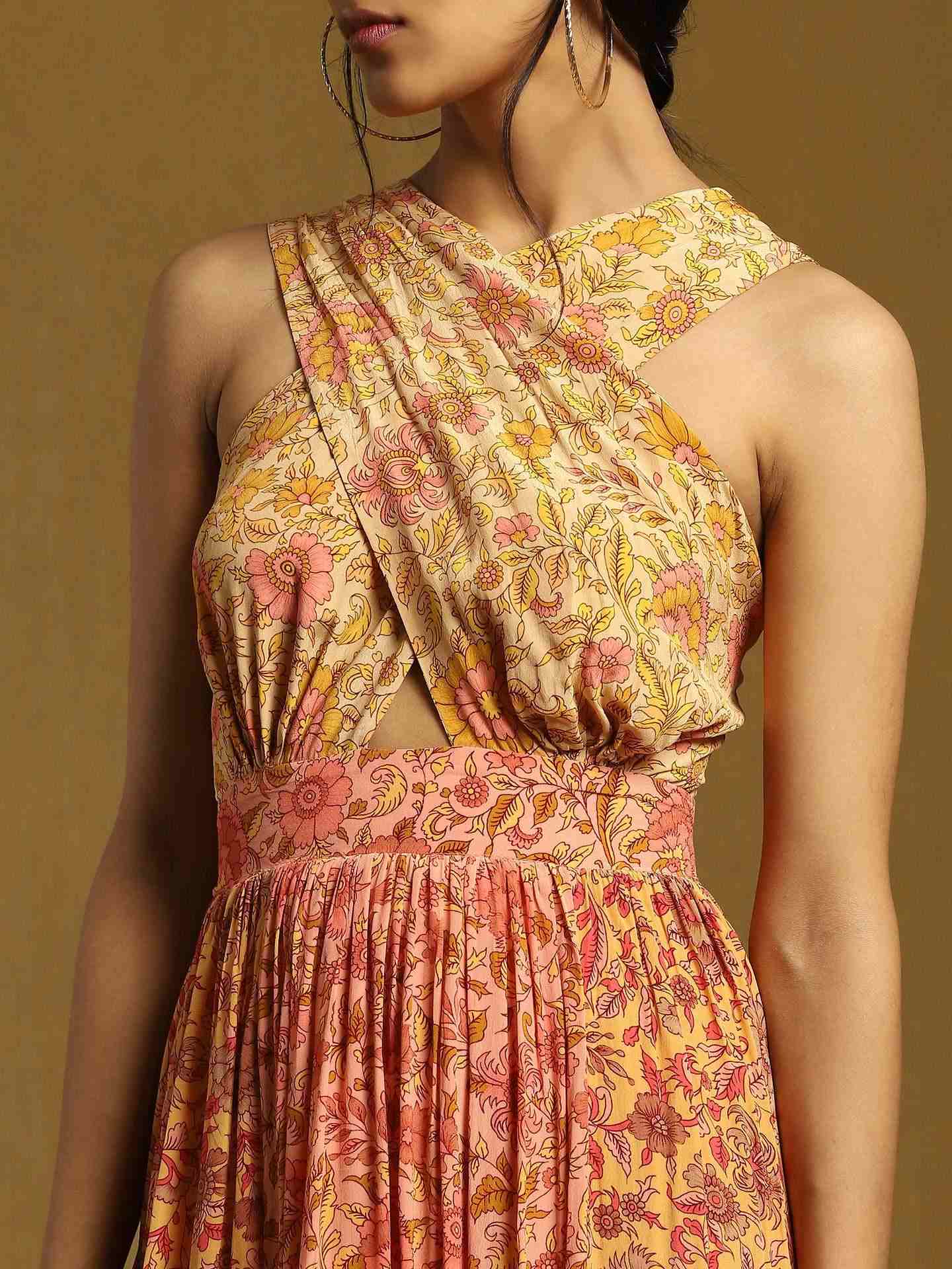 Peach Alyssa Crepe Dress