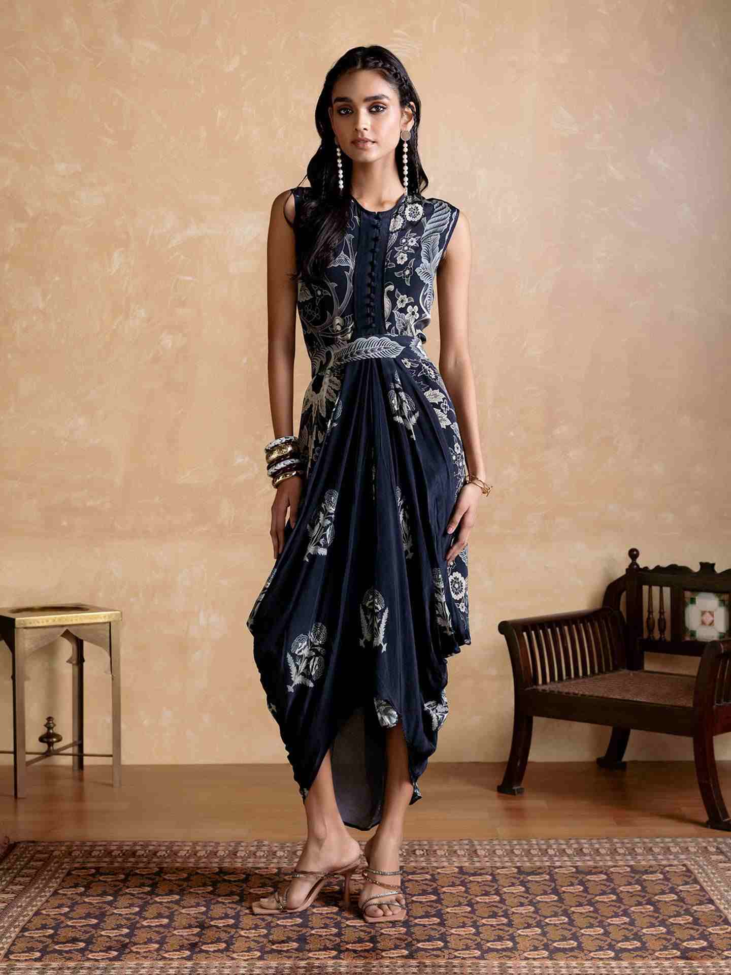 Black Poppy Pushpanjali Dress