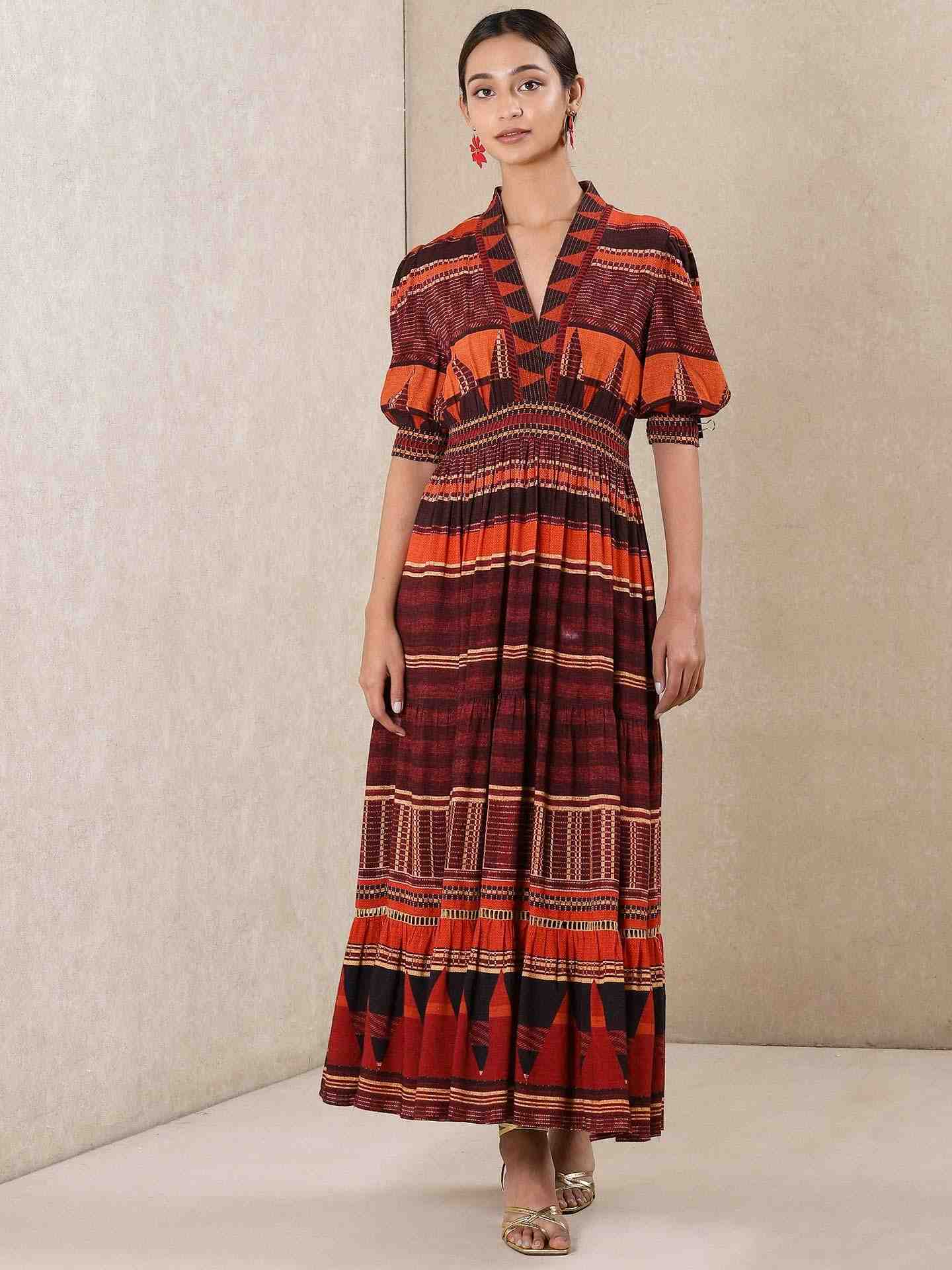 Rust Denim Stripe Dress