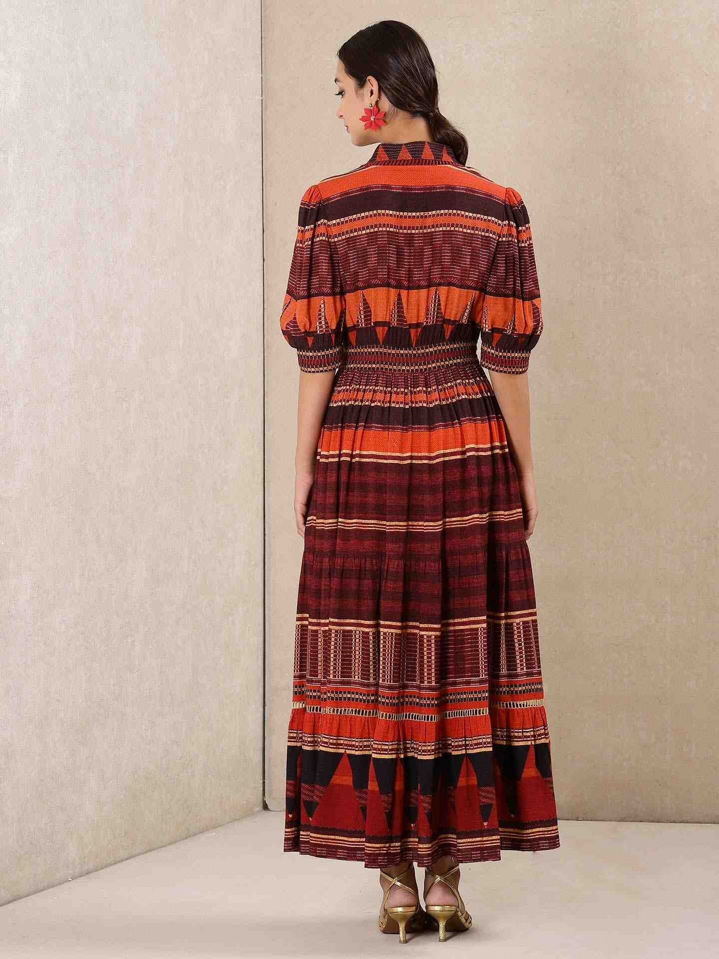 Rust Denim Stripe Dress