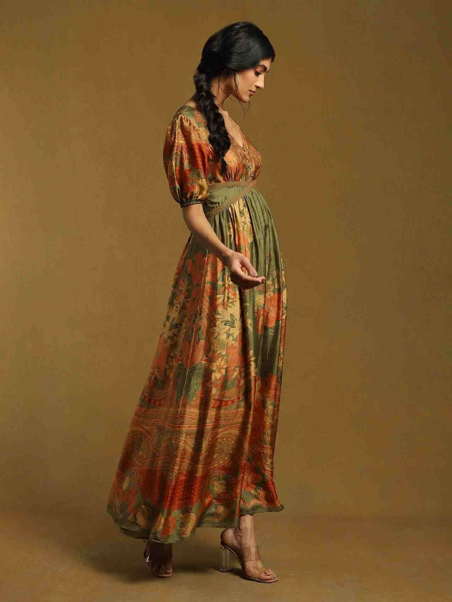 Olive Green Alexander Crepe Dress