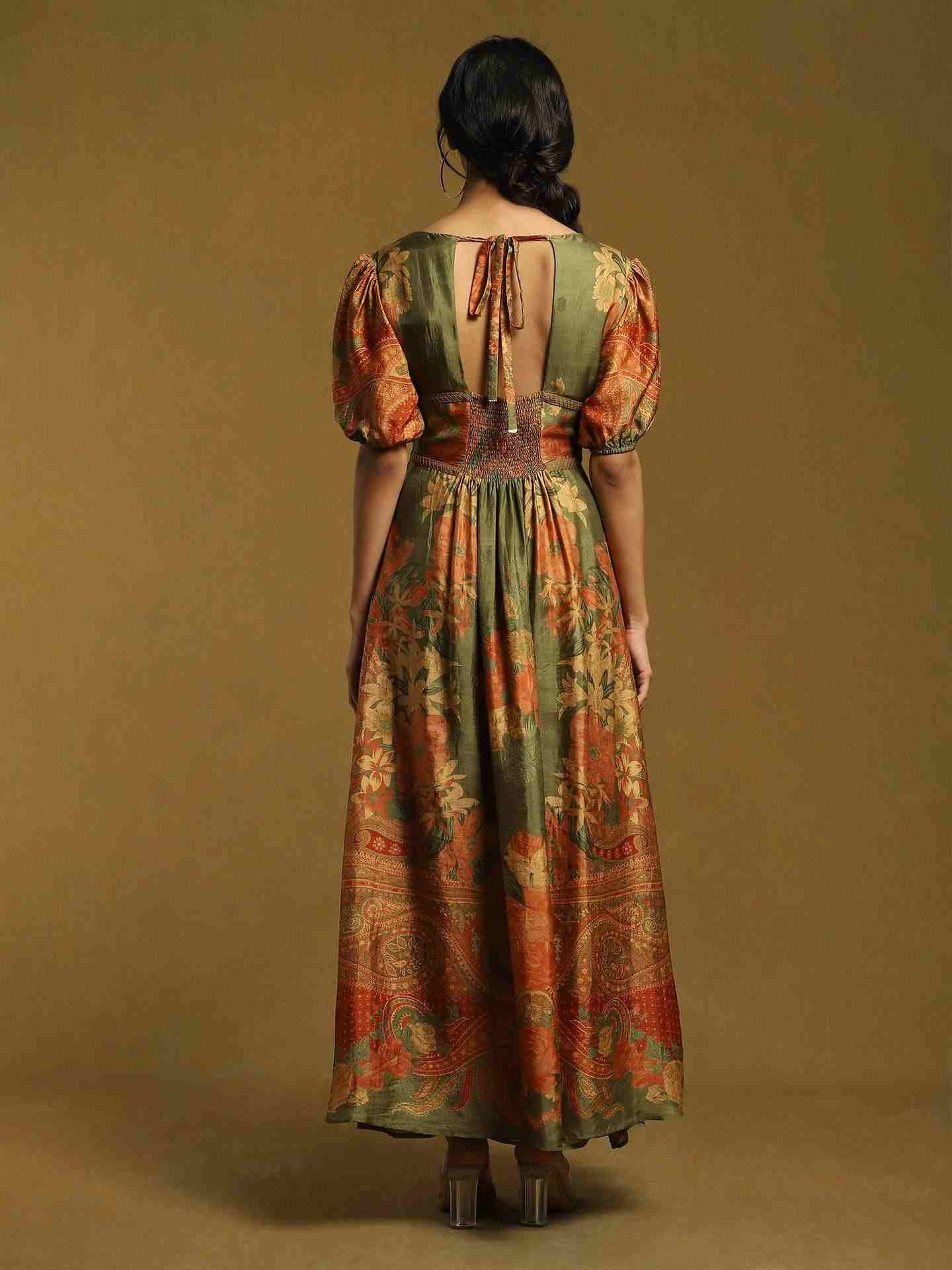 Olive Green Alexander Crepe Dress