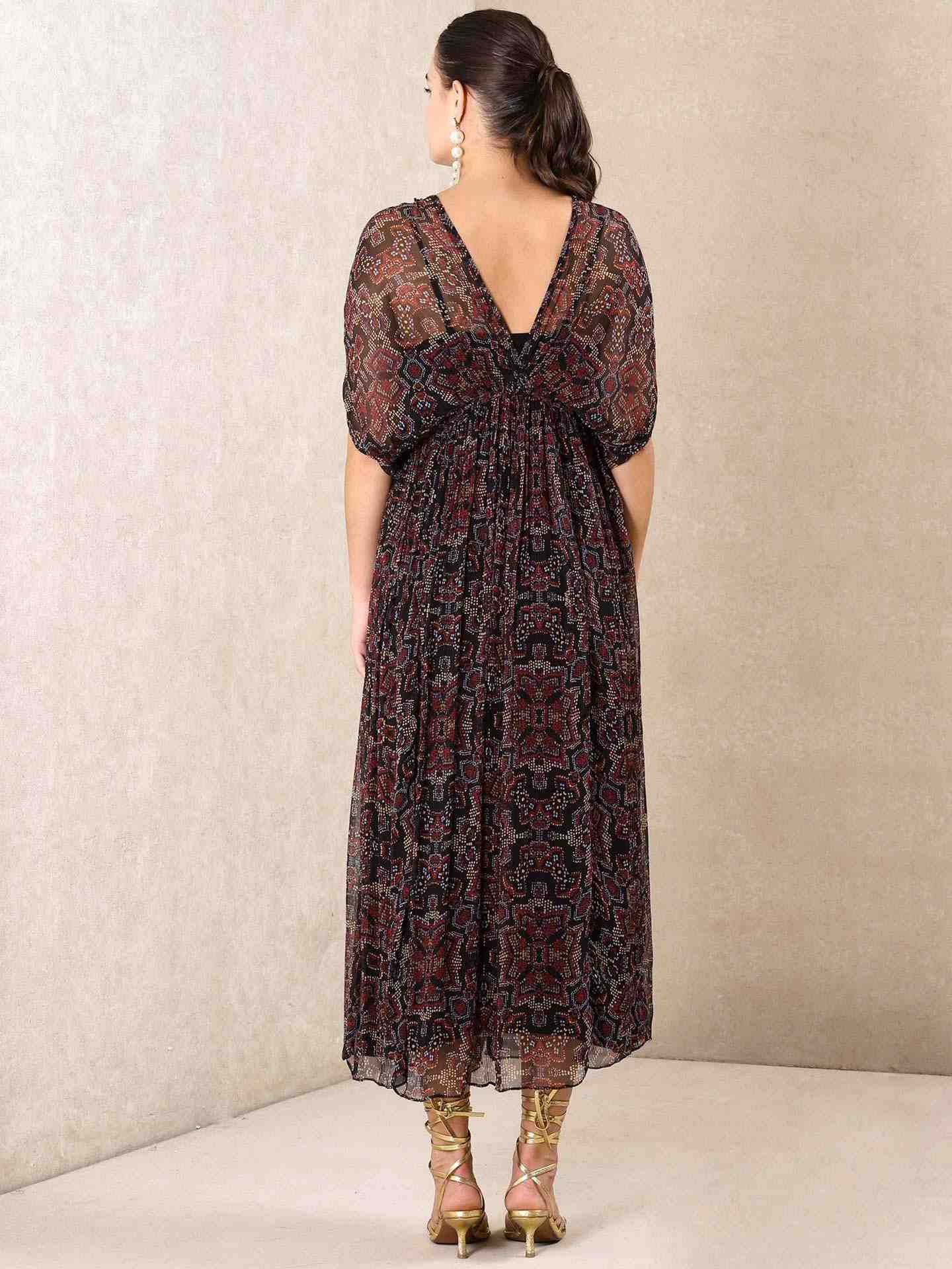 Black Kaliedo Flora Kaftan Dress