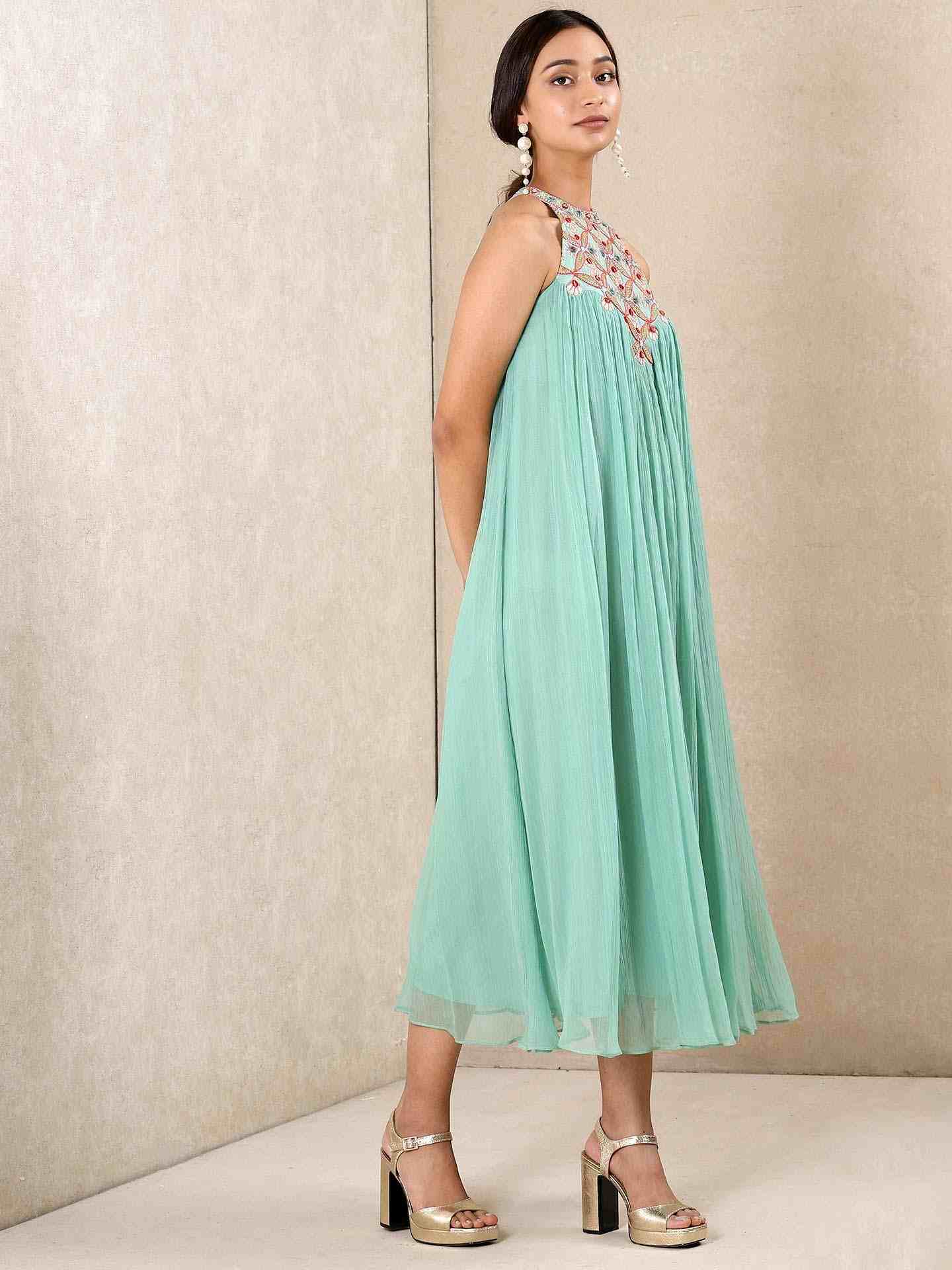 Aqua Blue Applique Flora Dress