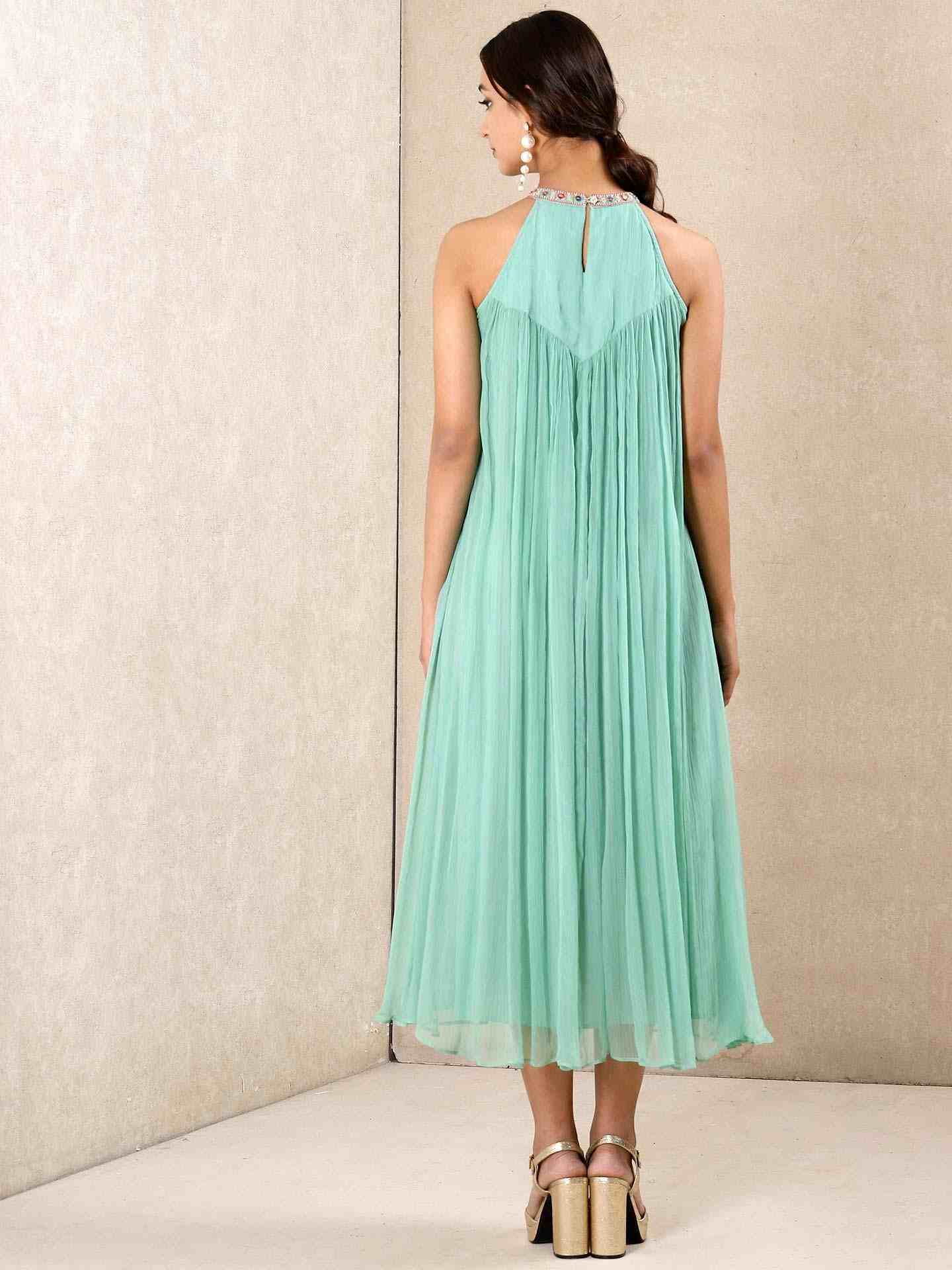 Aqua Blue Applique Flora Dress