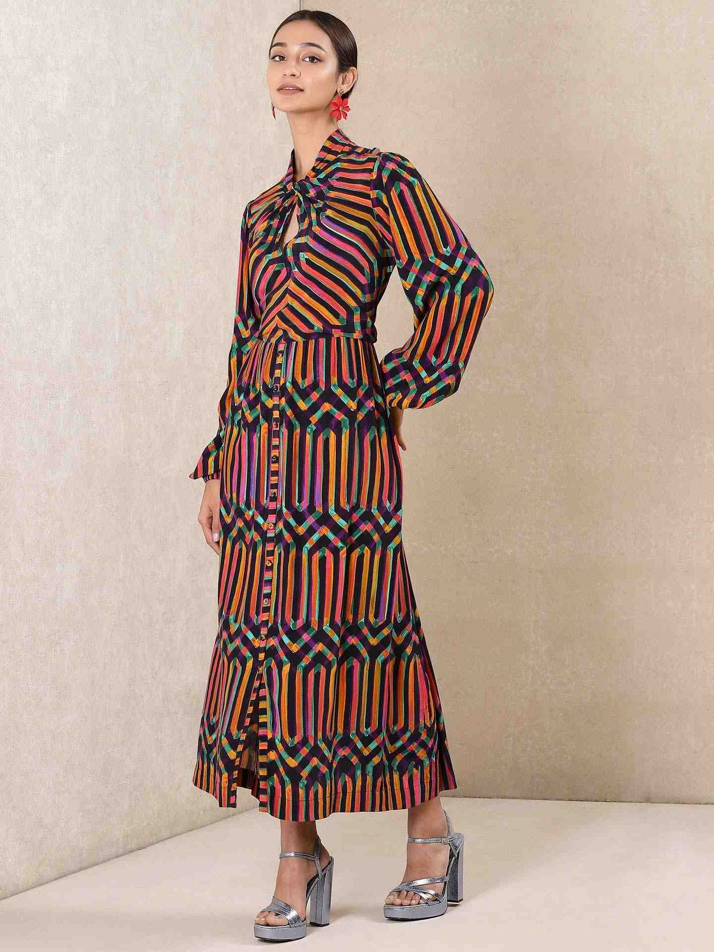Multi-Color Vari Crepe Shirt Dress