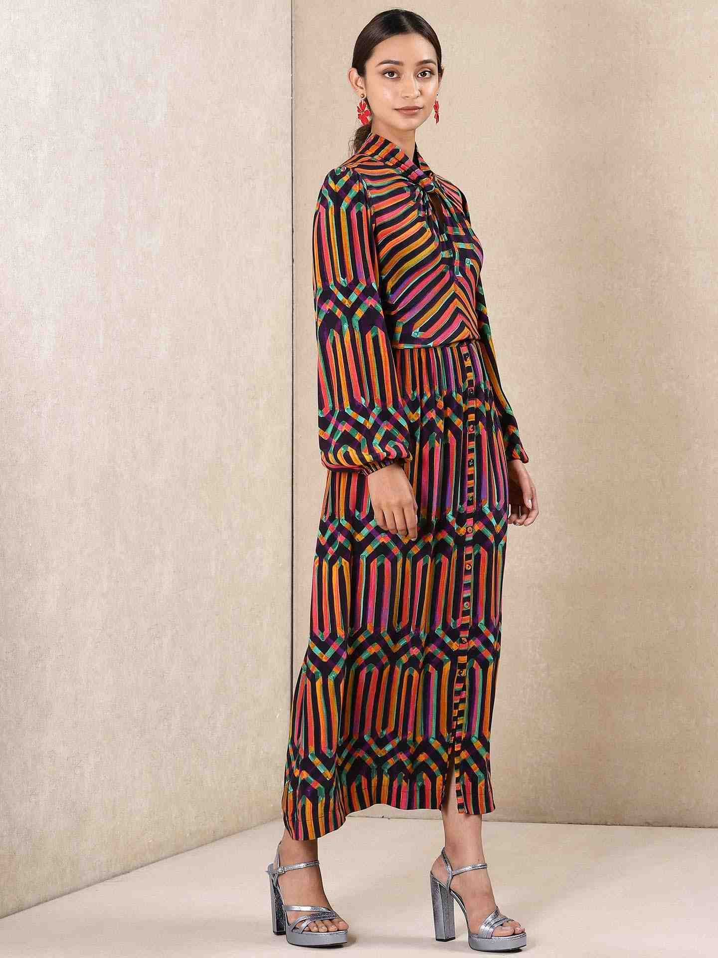 Multi-Color Vari Crepe Shirt Dress