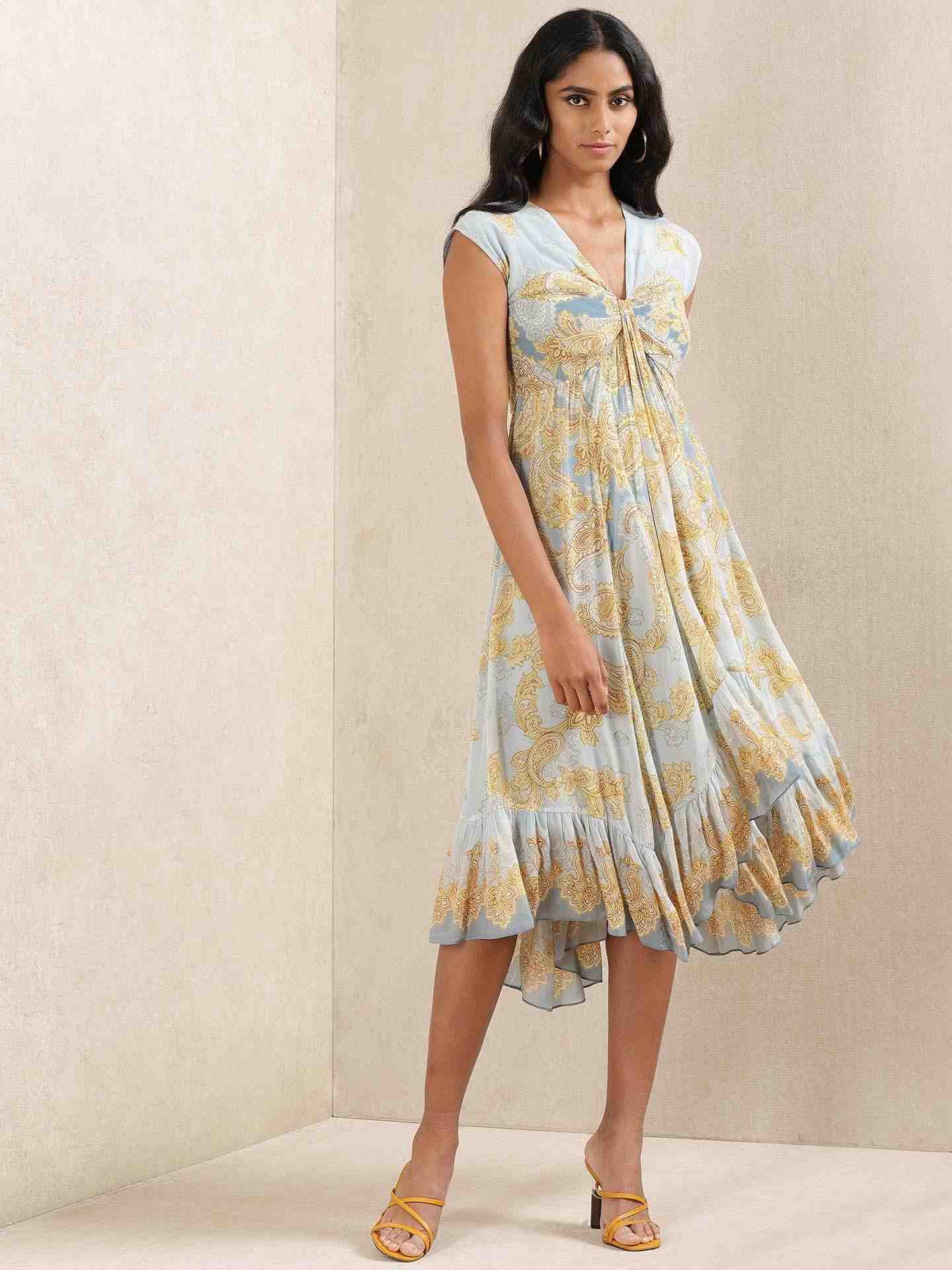 Blue Illahi Crepe Dress