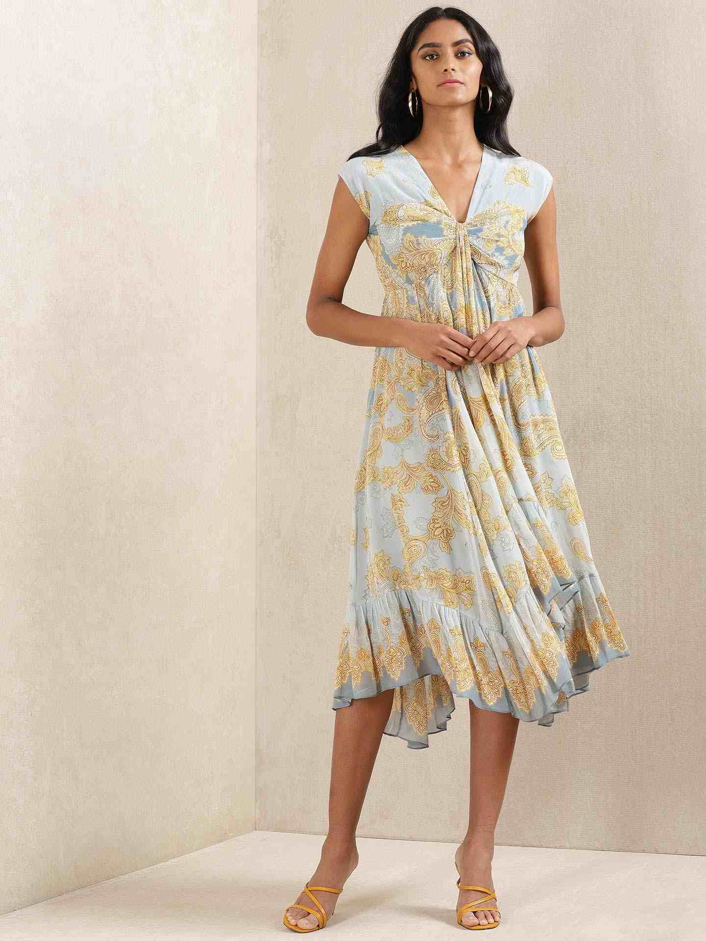 Blue Illahi Crepe Dress