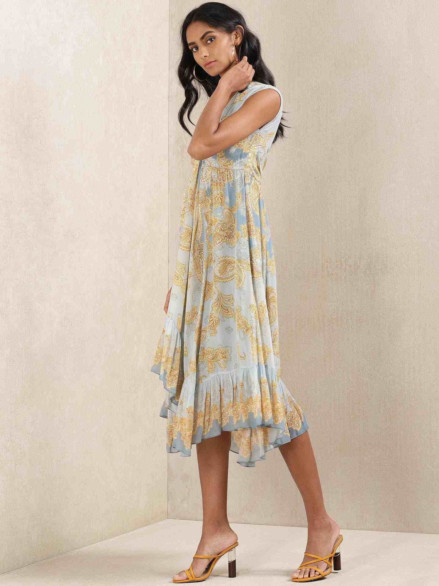 Blue Illahi Crepe Dress