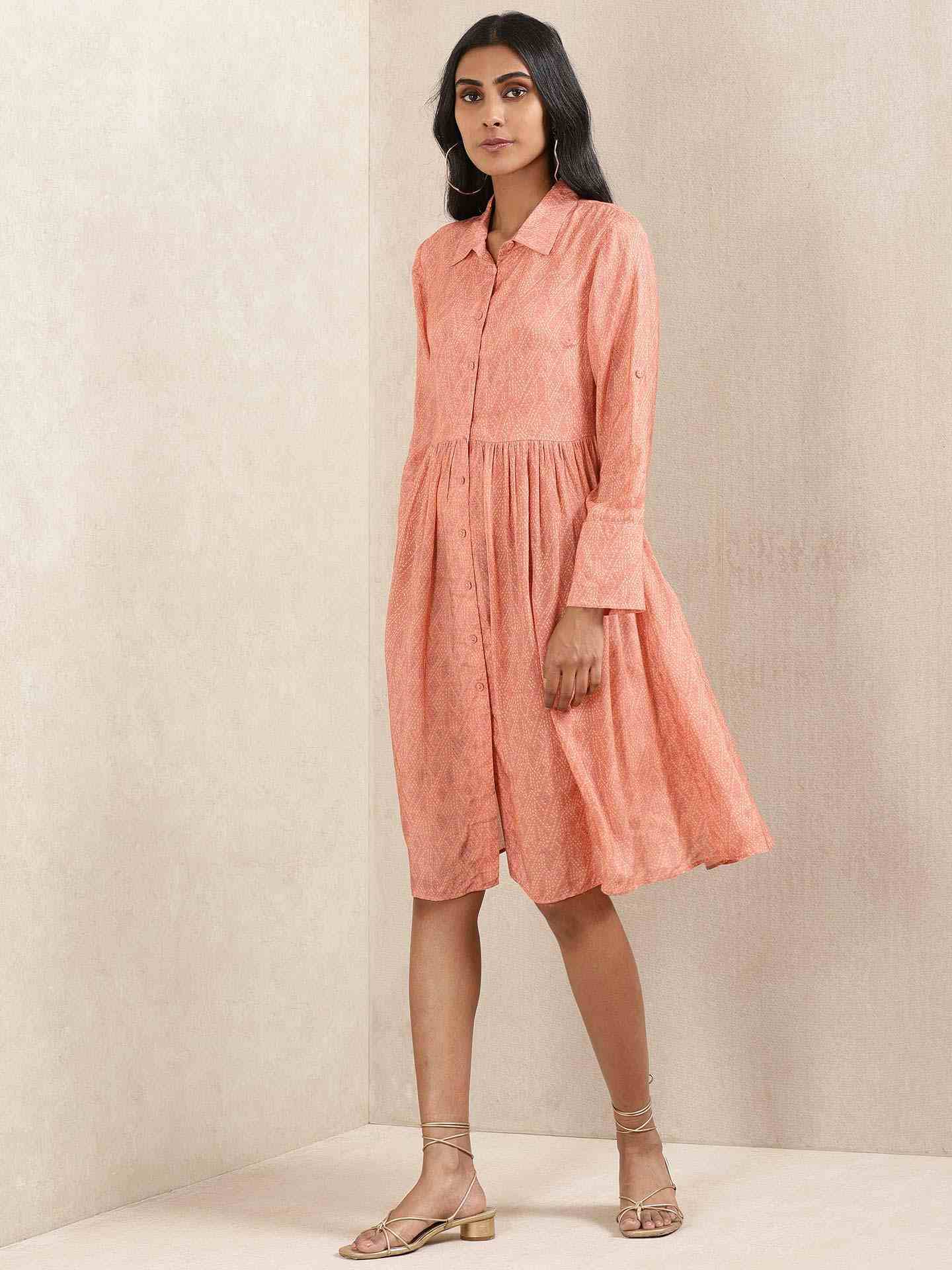 Peach Quint Shirt Dress