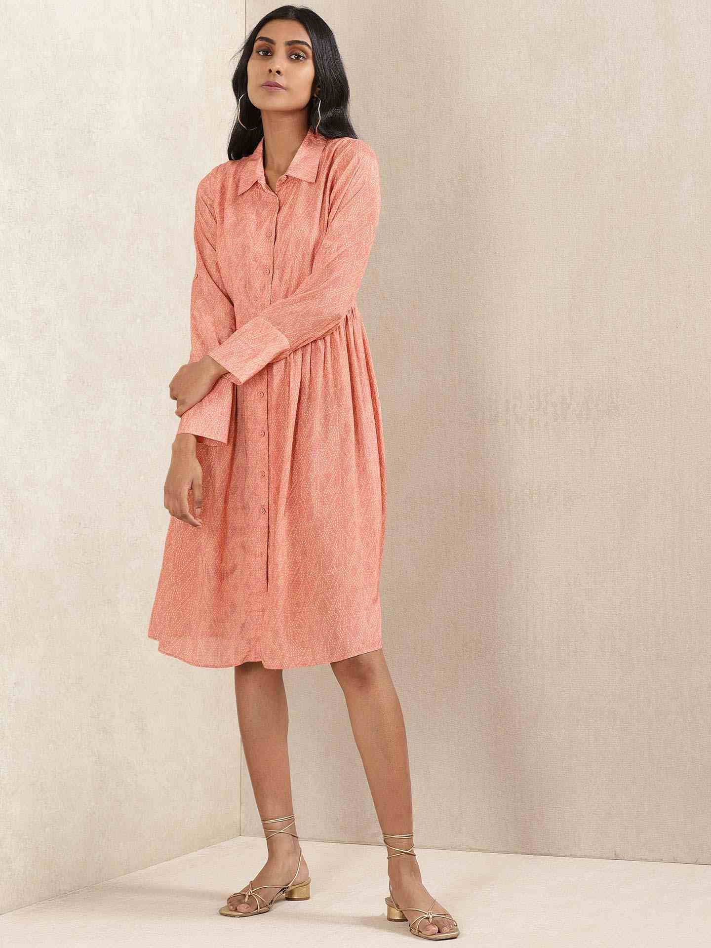 Peach Quint Shirt Dress