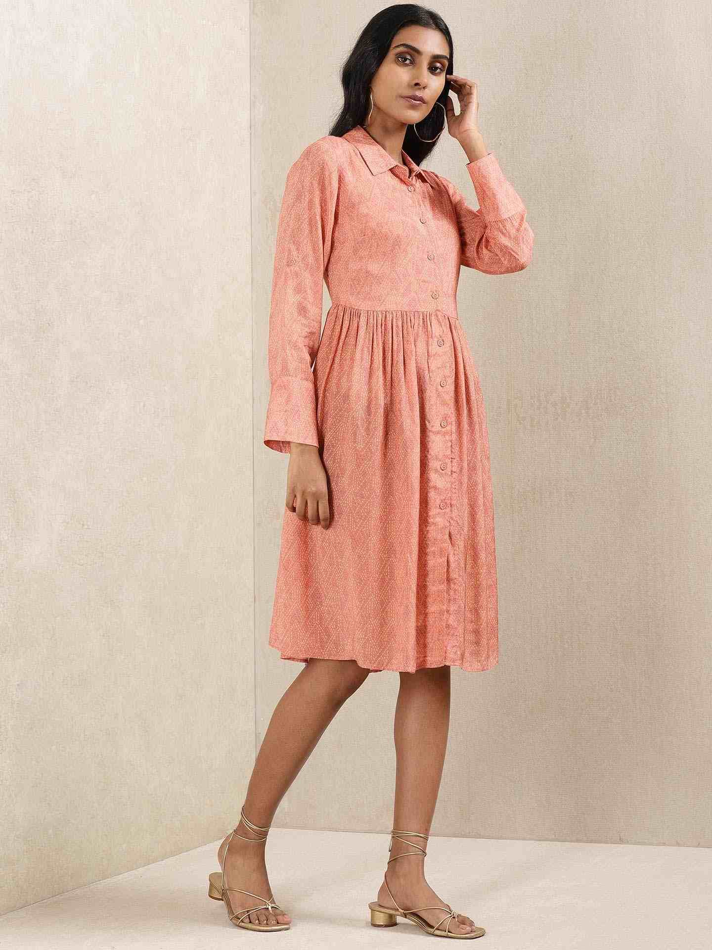 Peach Quint Shirt Dress