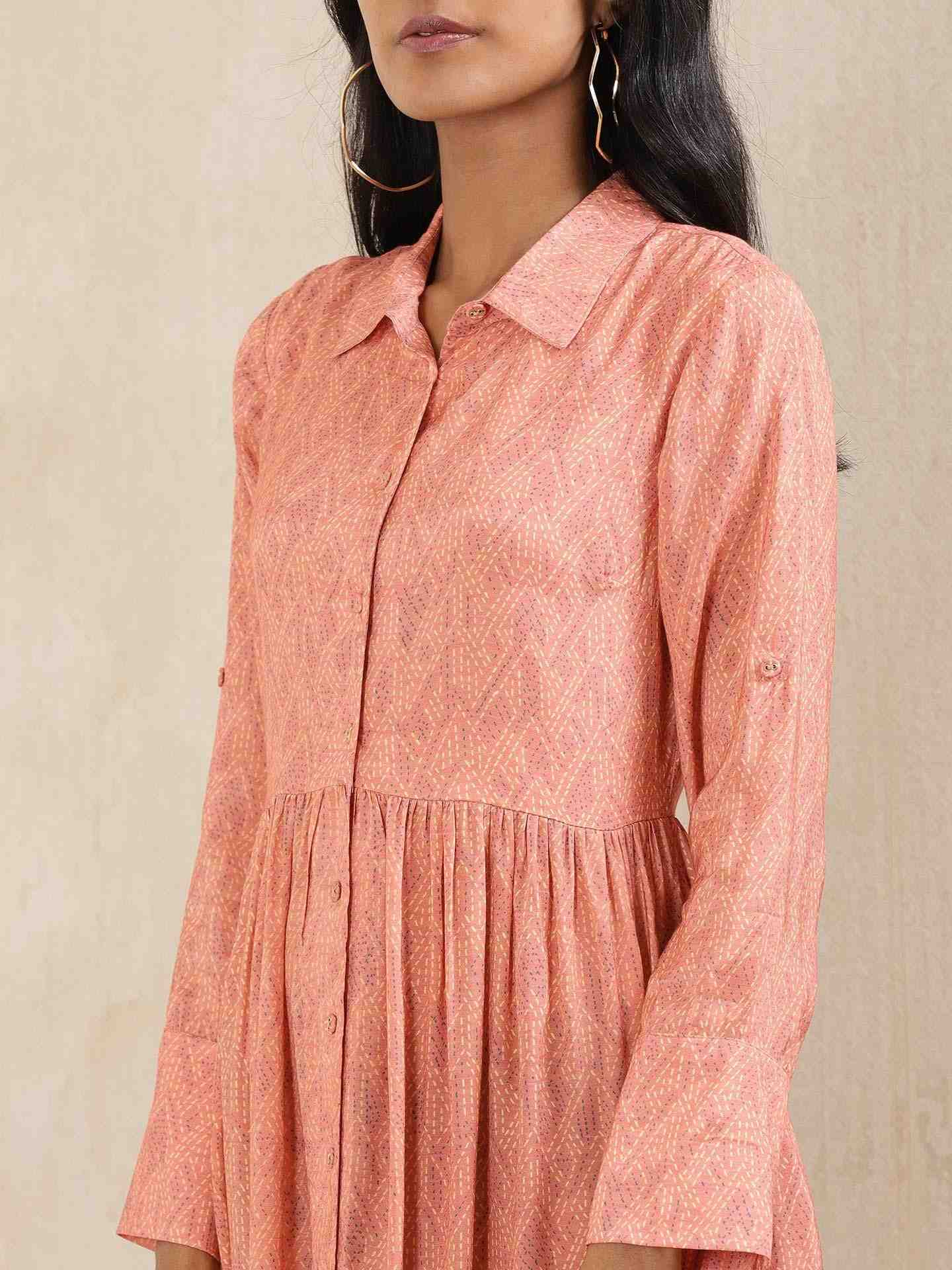 Peach Quint Shirt Dress