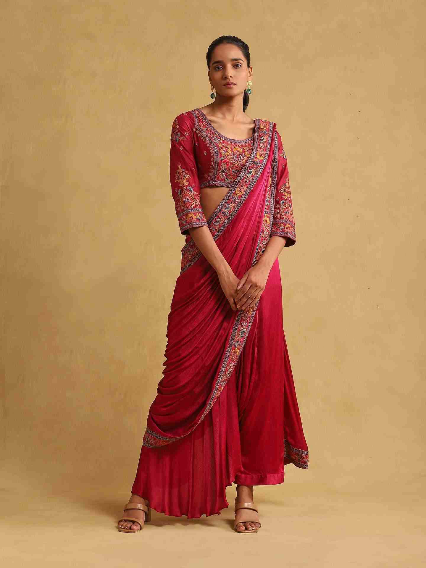 Pink Basant Saree