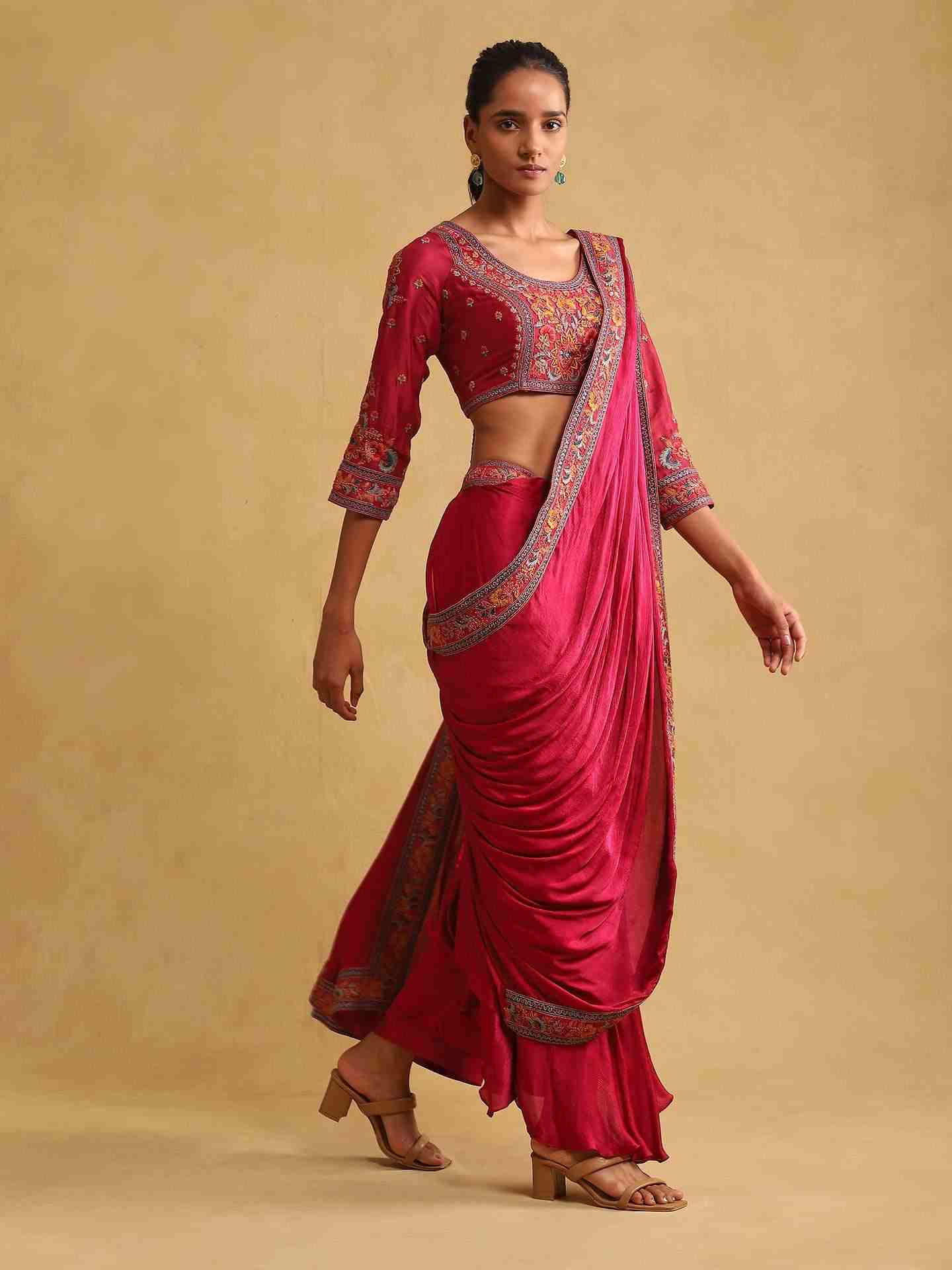 Pink Basant Saree