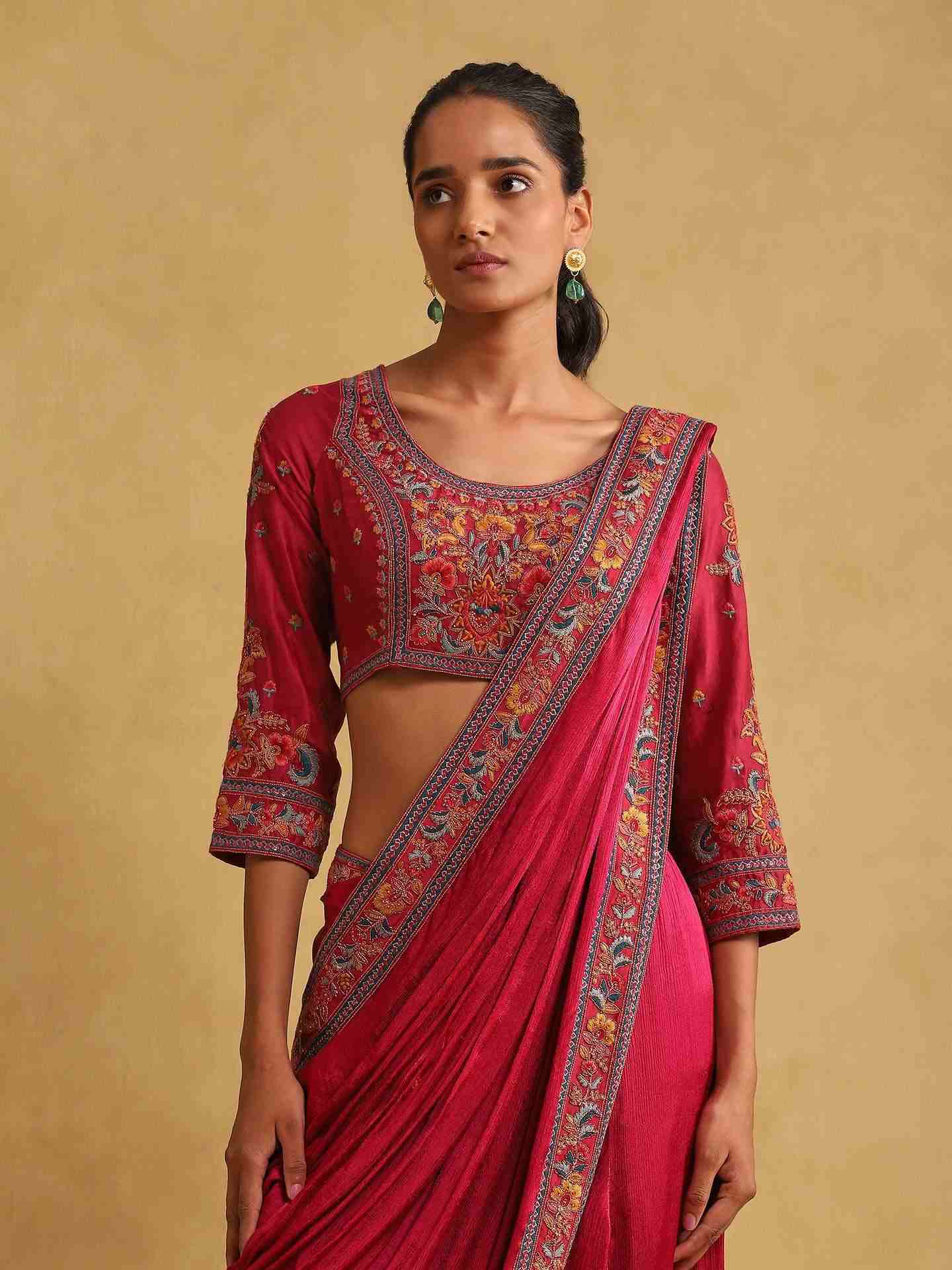 Pink Basant Saree